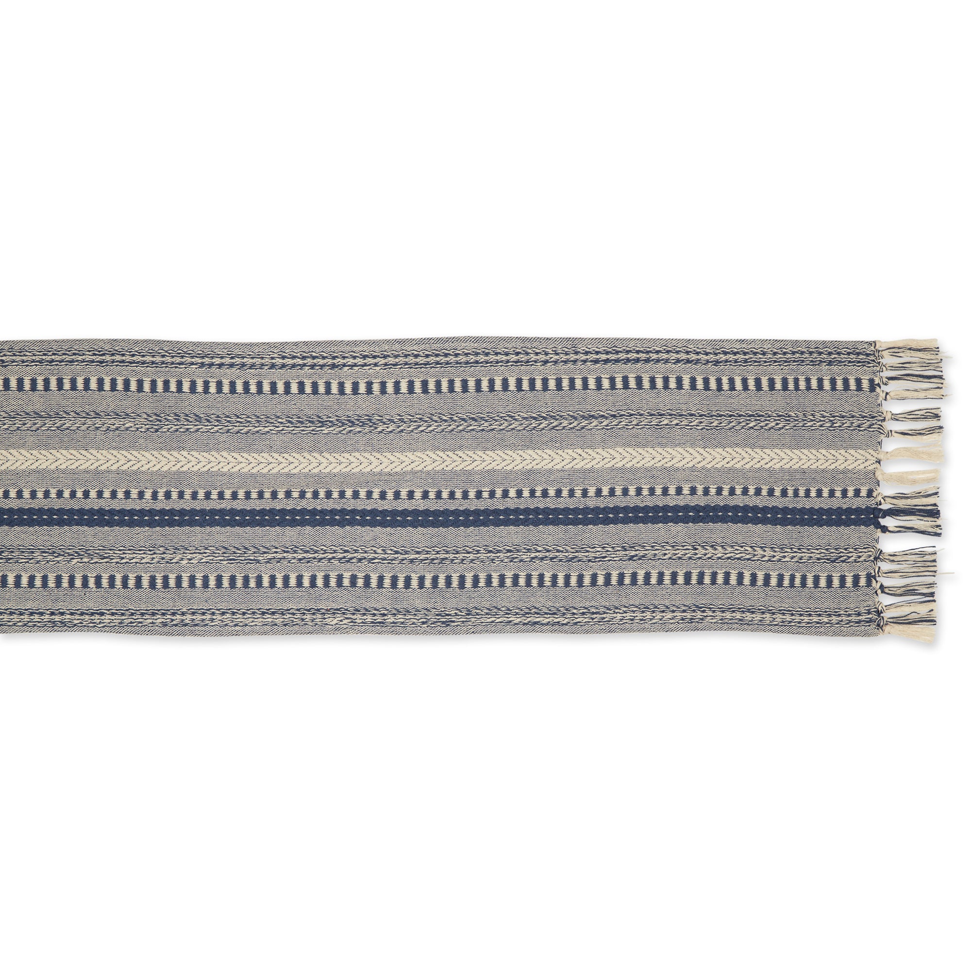 DII Stone Braided Stripe Jacquard Fringe Cotton Table Runner