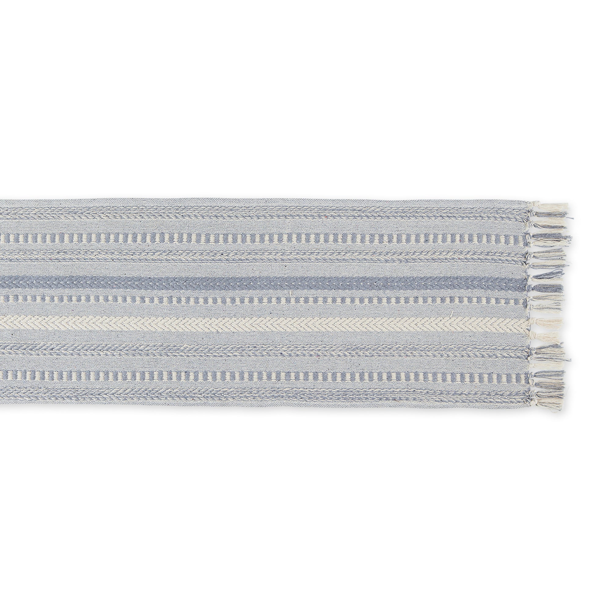 DII Stone Braided Stripe Jacquard Fringe Cotton Table Runner