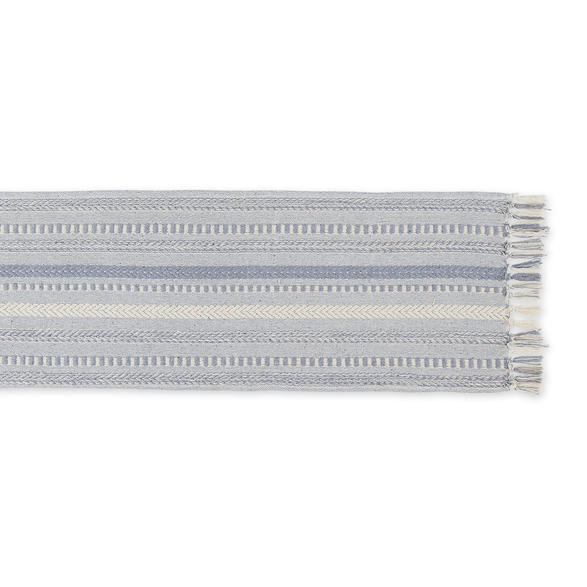 DII Stone Braided Stripe Jacquard Fringe Cotton Table Runner