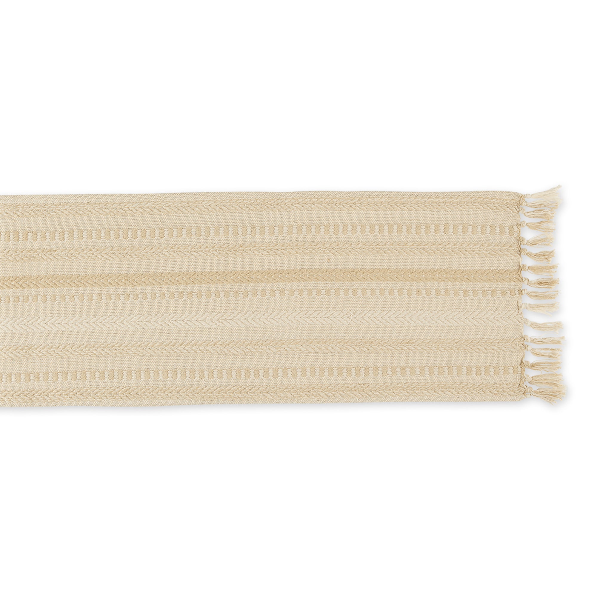 DII Stone Braided Stripe Jacquard Fringe Cotton Table Runner