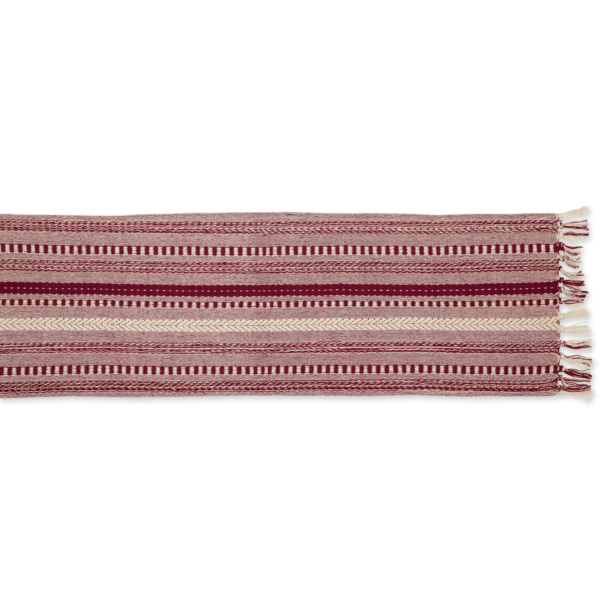 DII Stone Braided Stripe Jacquard Fringe Cotton Table Runner