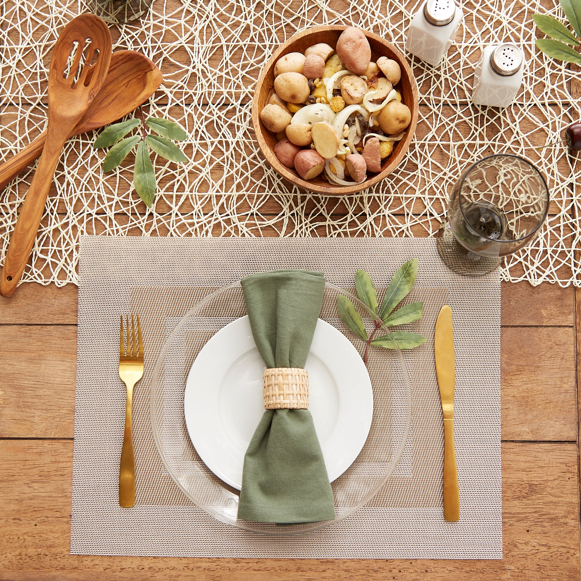 DII Stone PVC Doubleframe Woven Placemat 6-Piece Set