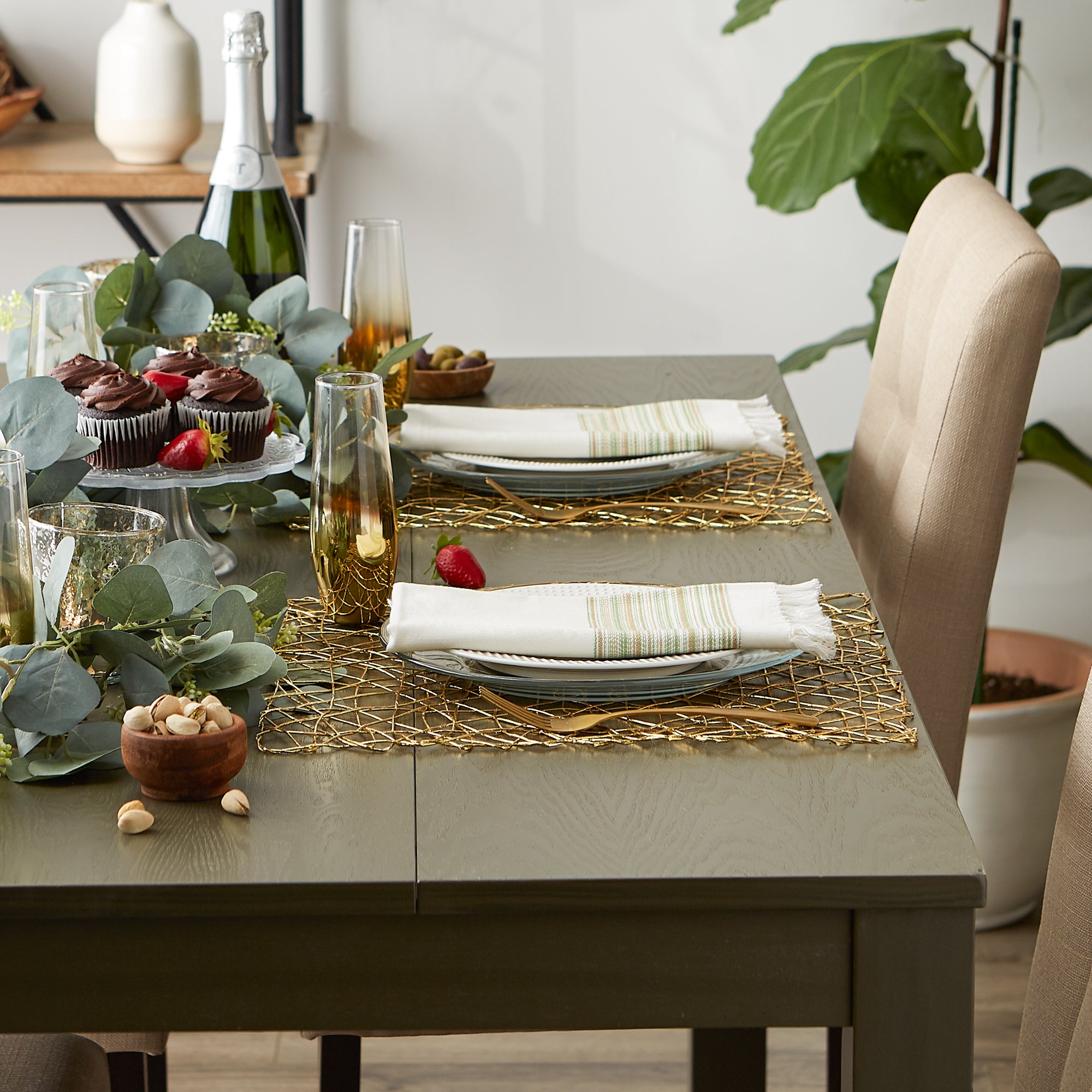DII Woven Paper Square Placemat 6-Piece Set