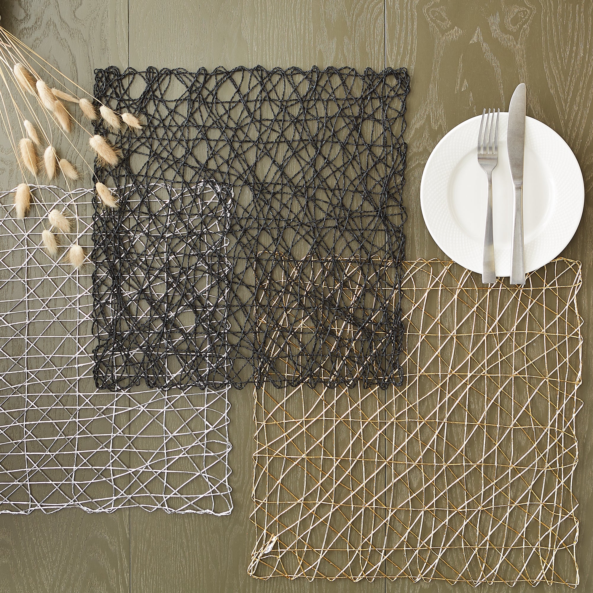 DII Woven Paper Square Placemat 6-Piece Set