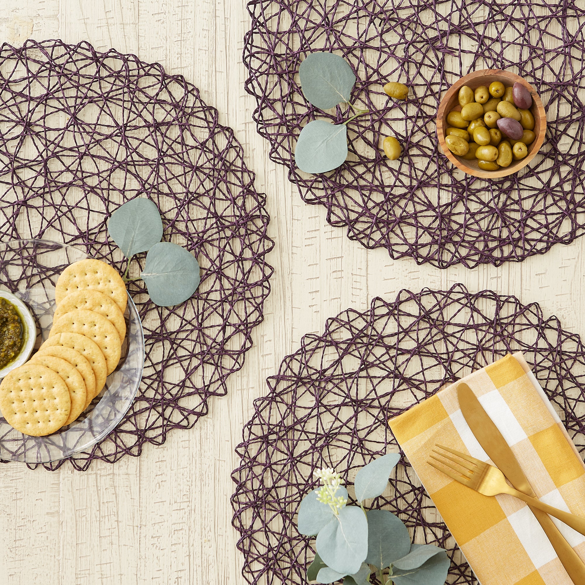 DII Woven Paper Round Placemat 6-Piece Set