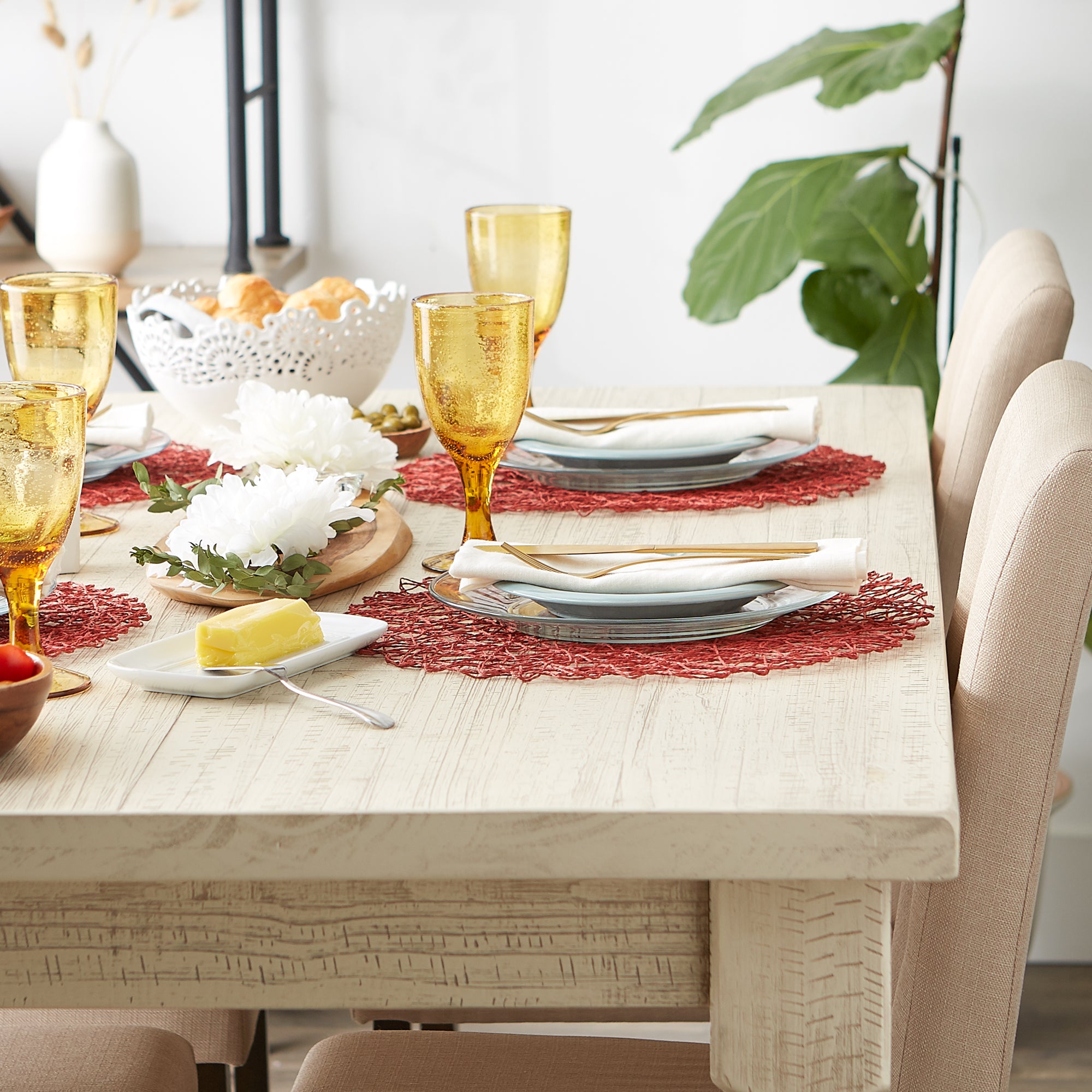 DII Woven Paper Round Placemat 6-Piece Set