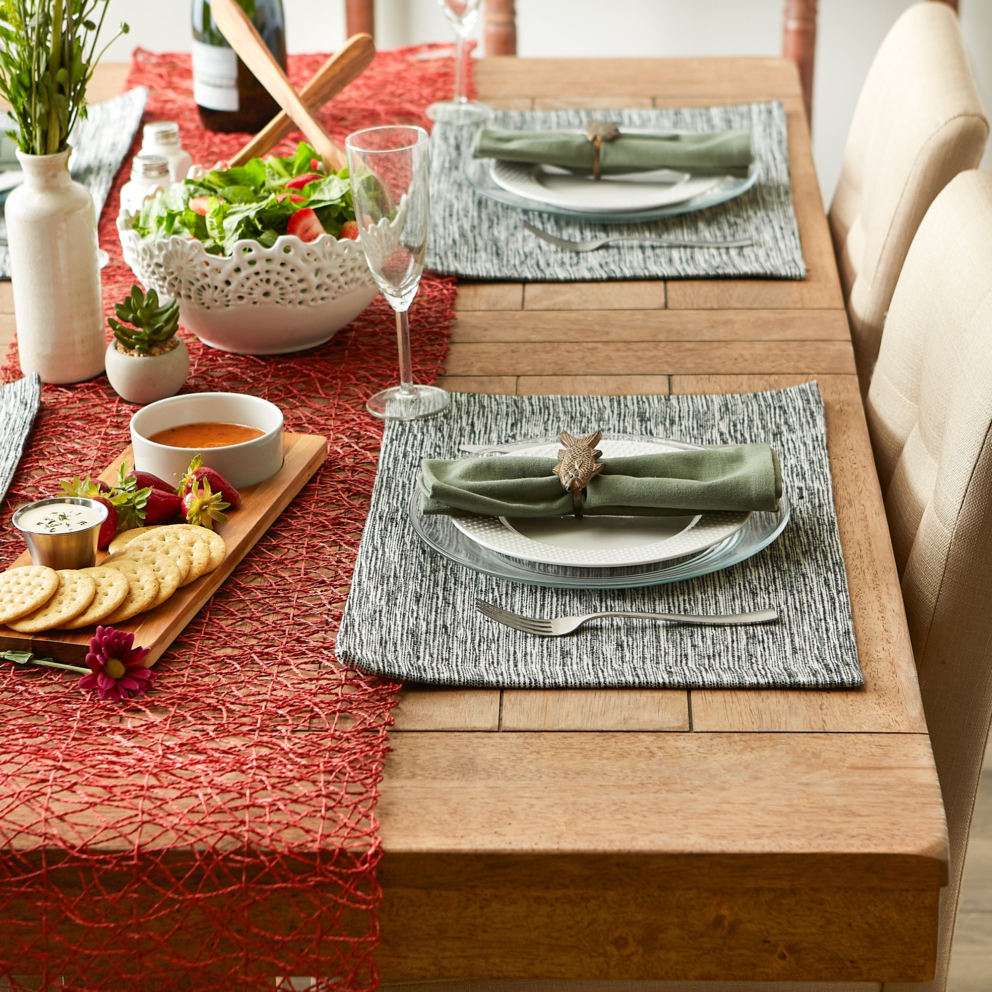 DII Recycled Cotton Slubby Rib Placemat 6-Piece Set