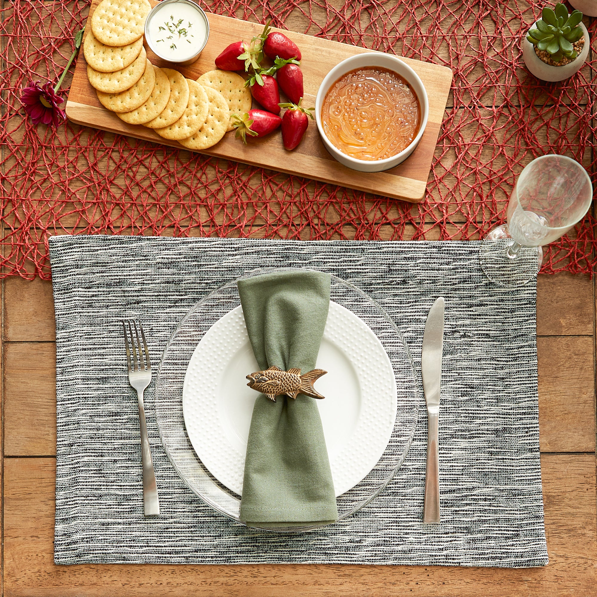 DII Recycled Cotton Slubby Rib Placemat 6-Piece Set