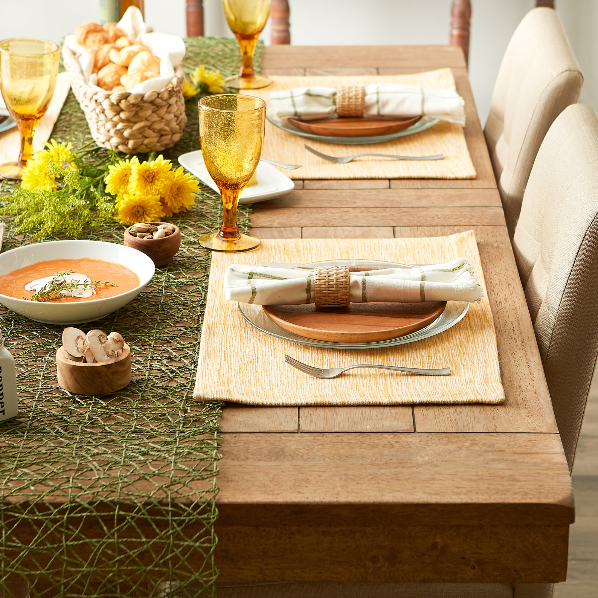 DII Recycled Cotton Slubby Rib Placemat 6-Piece Set