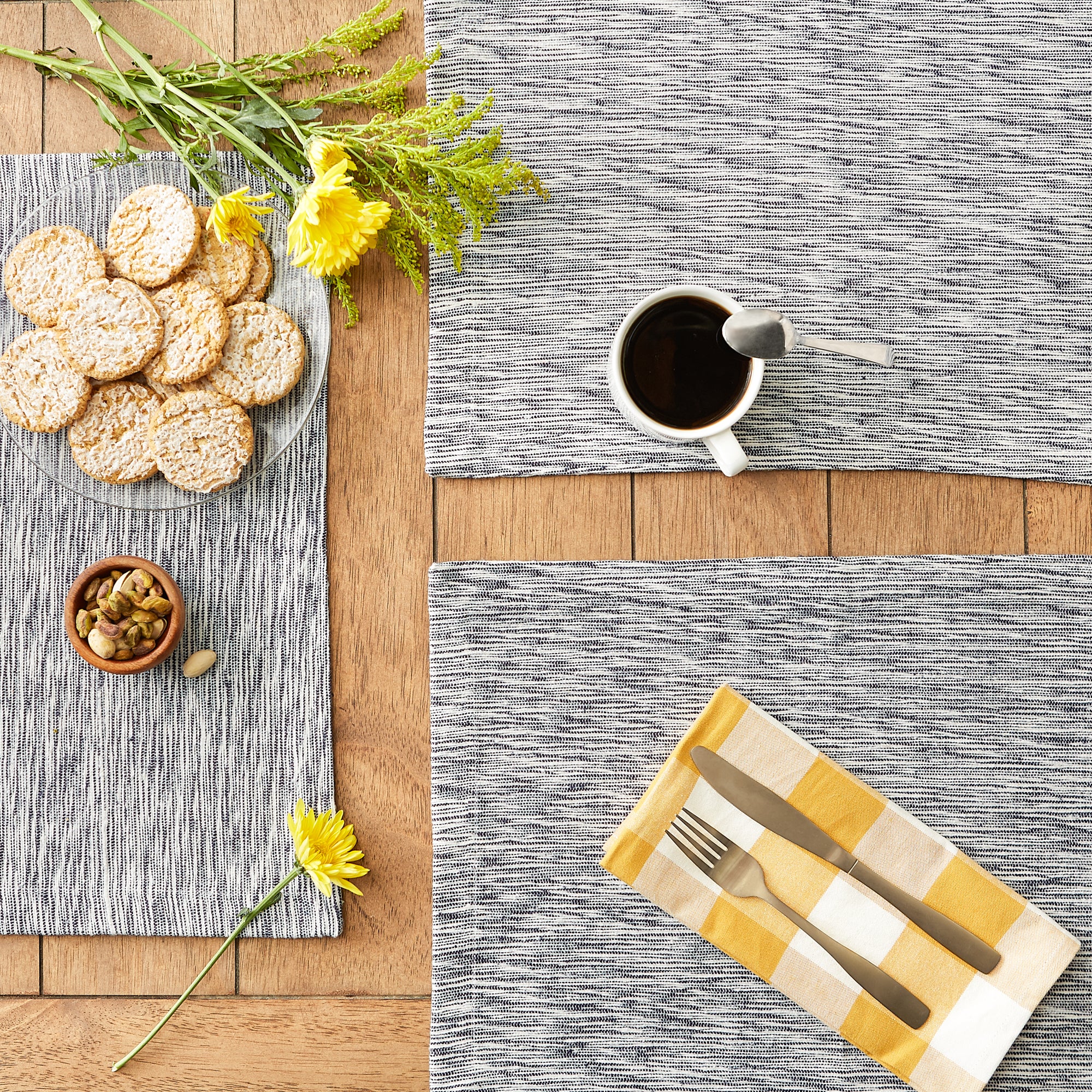 DII Recycled Cotton Slubby Rib Placemat 6-Piece Set