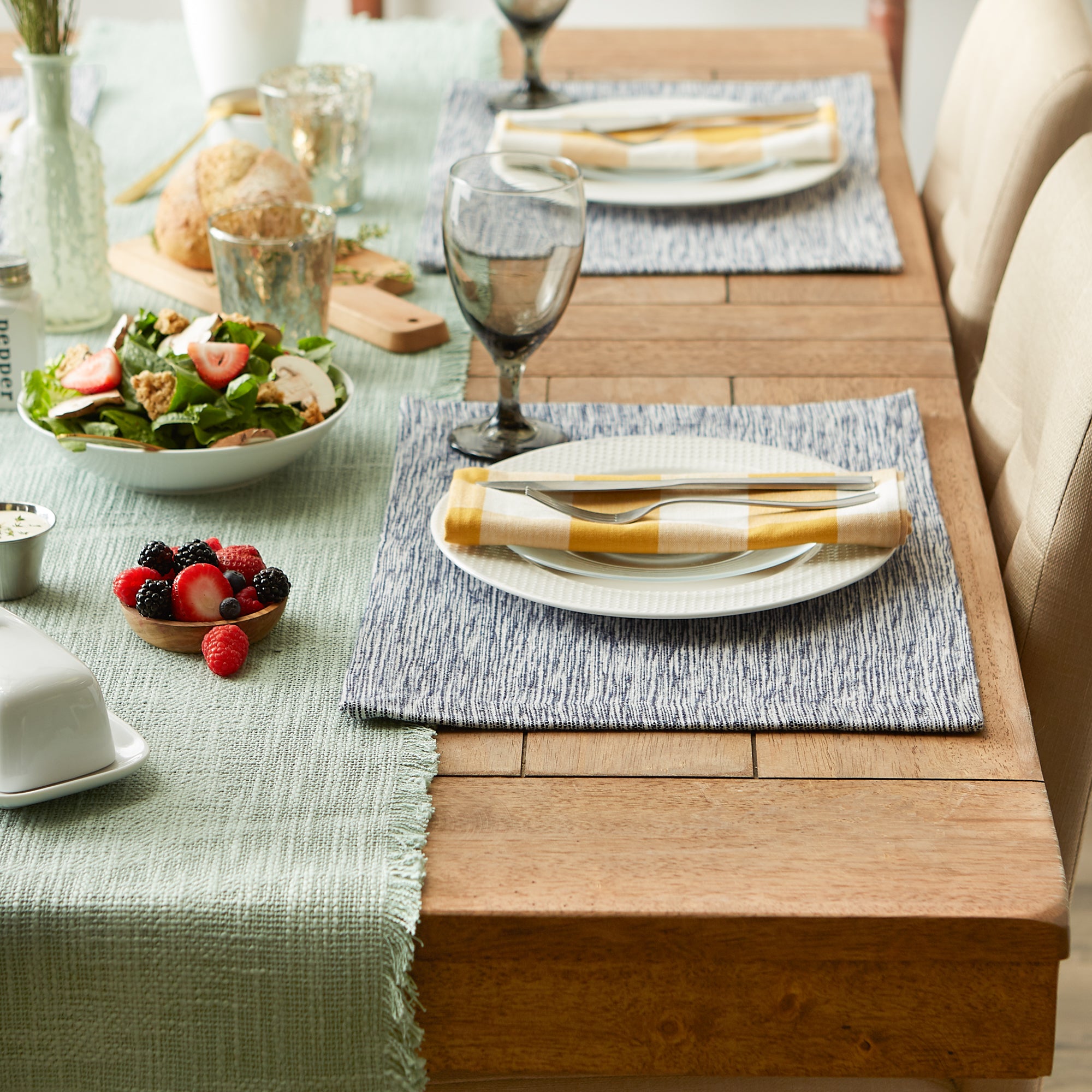 DII Recycled Cotton Slubby Rib Placemat 6-Piece Set