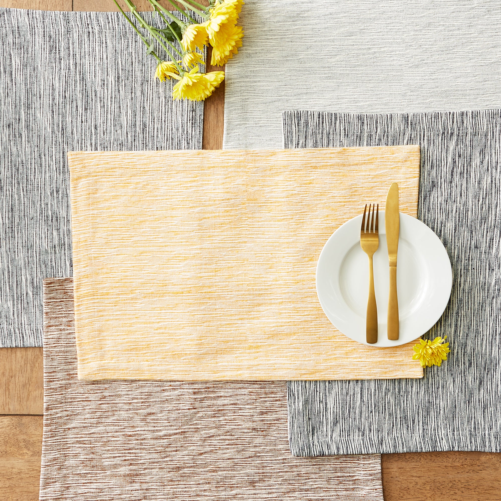 DII Recycled Cotton Slubby Rib Placemat 6-Piece Set