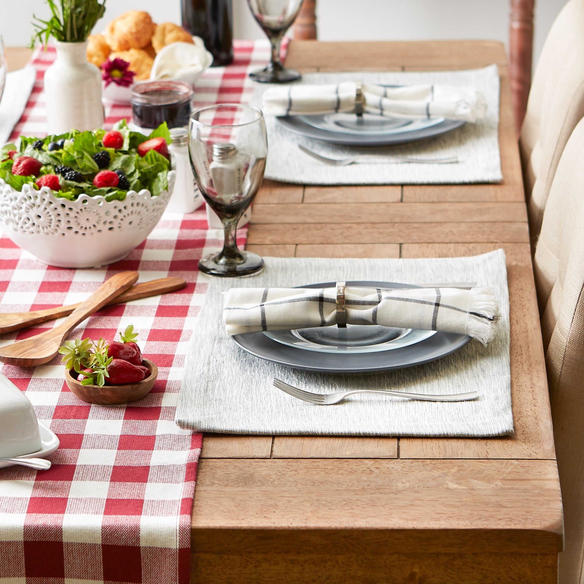 DII Recycled Cotton Slubby Rib Placemat 6-Piece Set