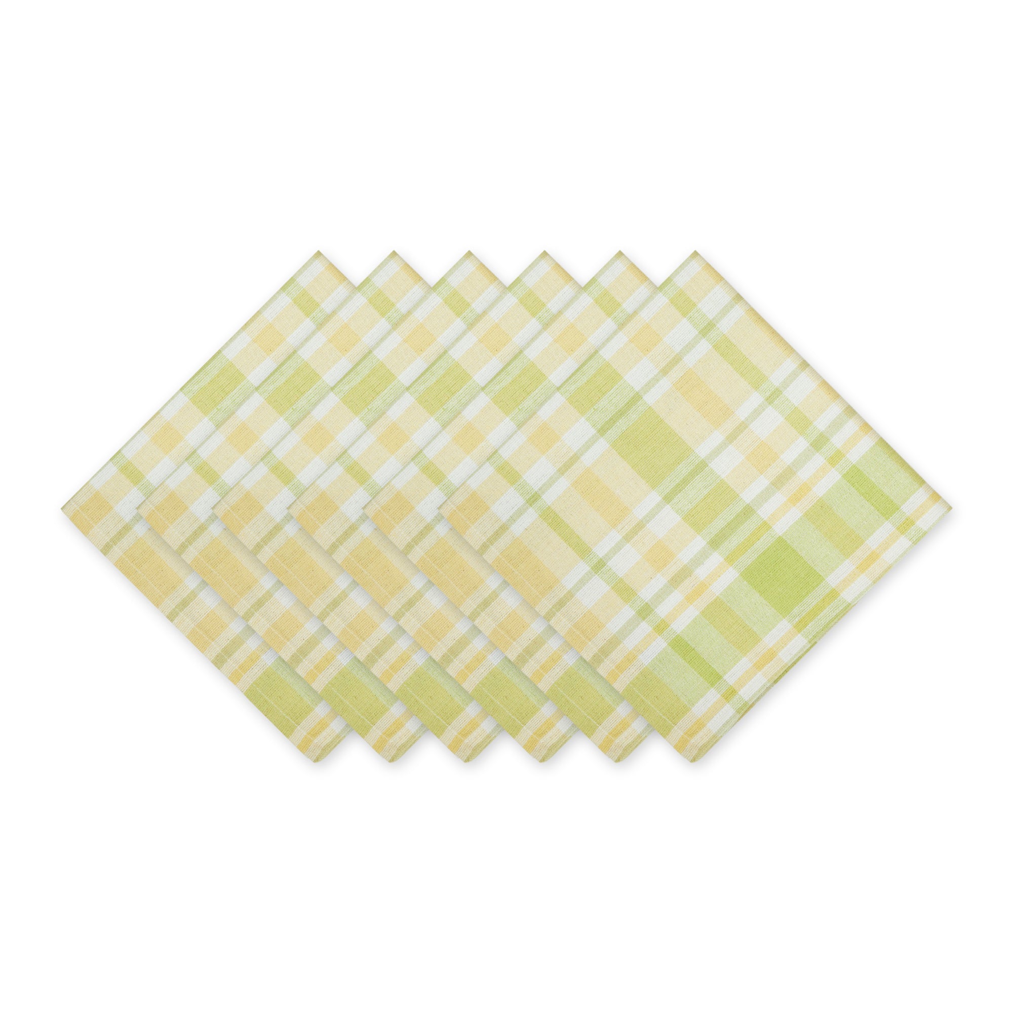 DII Lemon Bliss Plaid Cotton Dinner Napkin 6-Piece Set