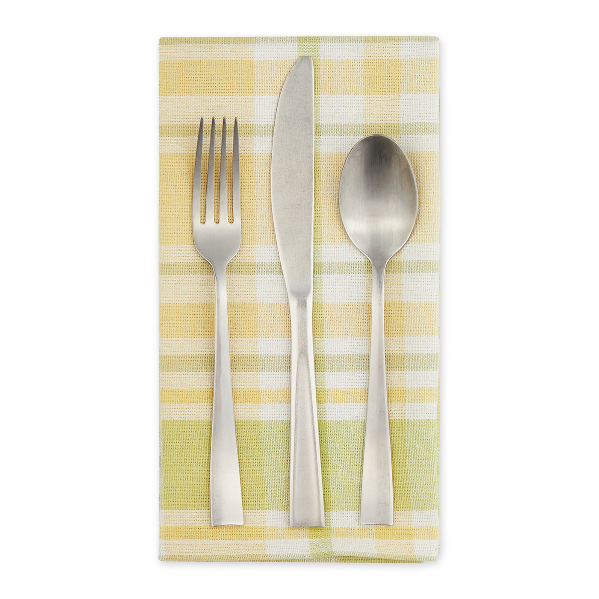 DII Lemon Bliss Plaid Cotton Dinner Napkin 6-Piece Set