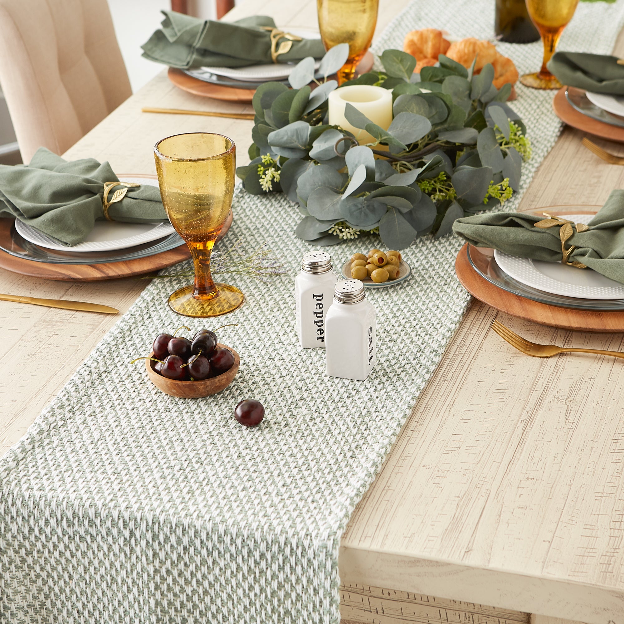 DII Woven Jacquard Fringe Cotton Table Runner