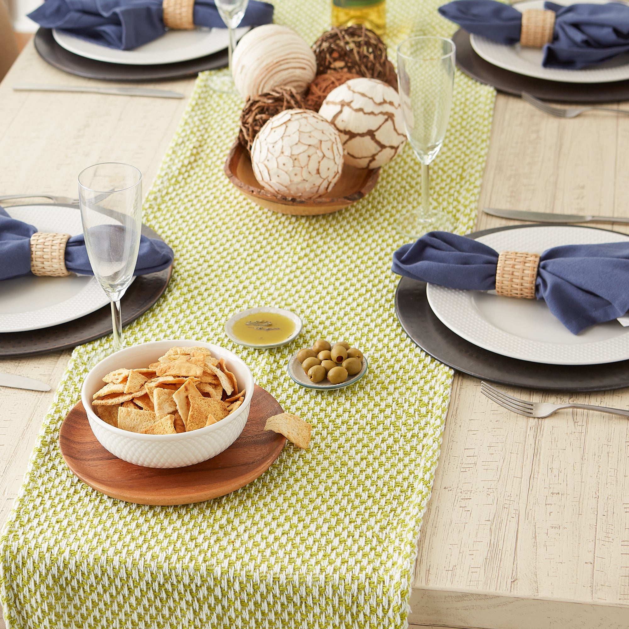 DII Woven Jacquard Fringe Cotton Table Runner