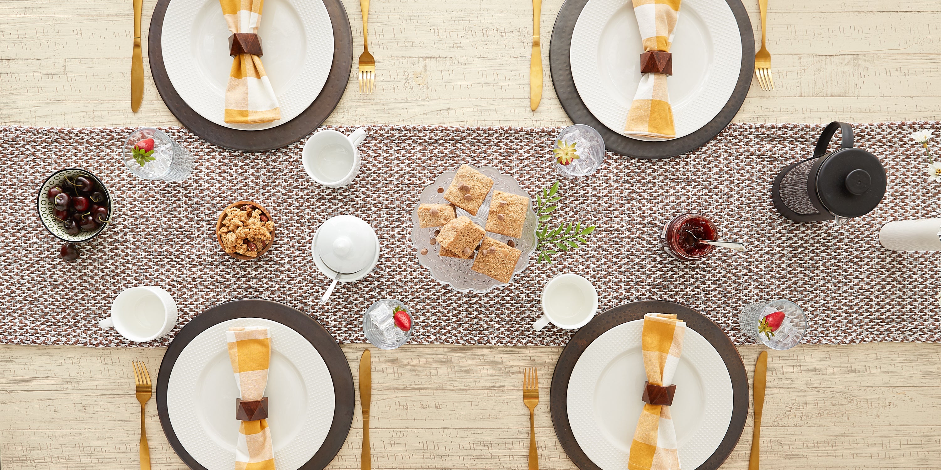 DII Woven Jacquard Fringe Cotton Table Runner