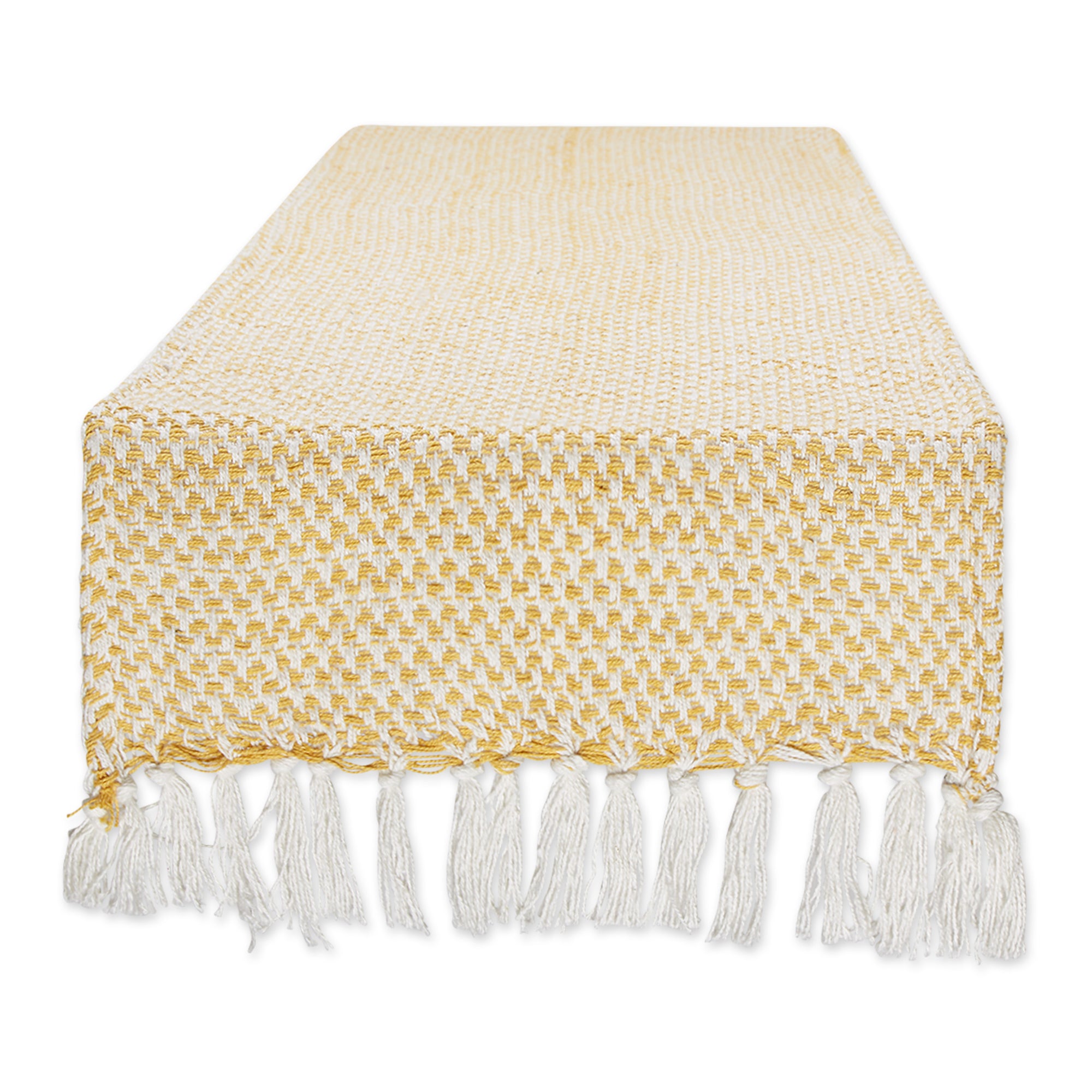 DII Woven Jacquard Fringe Cotton Table Runner