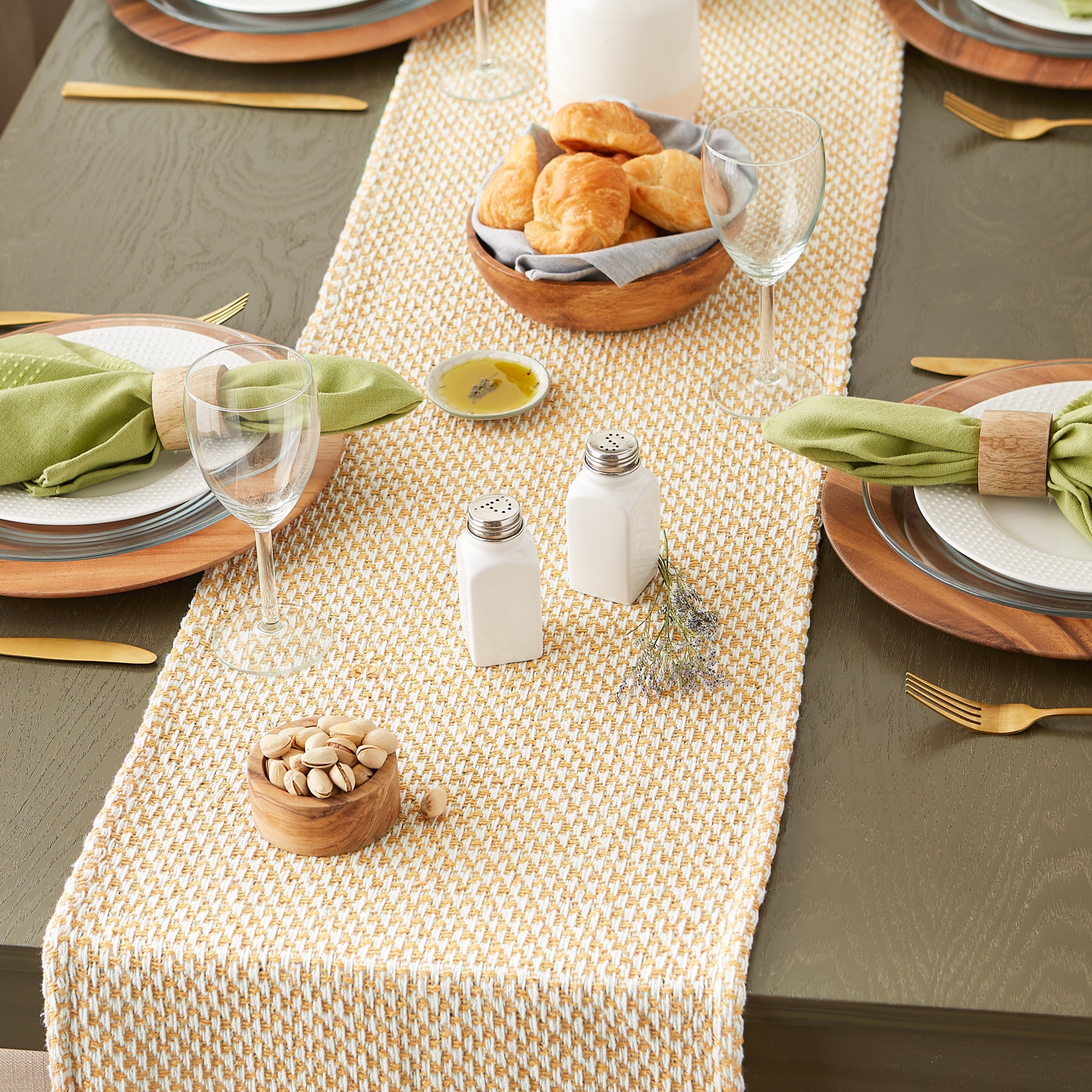 DII Woven Jacquard Fringe Cotton Table Runner