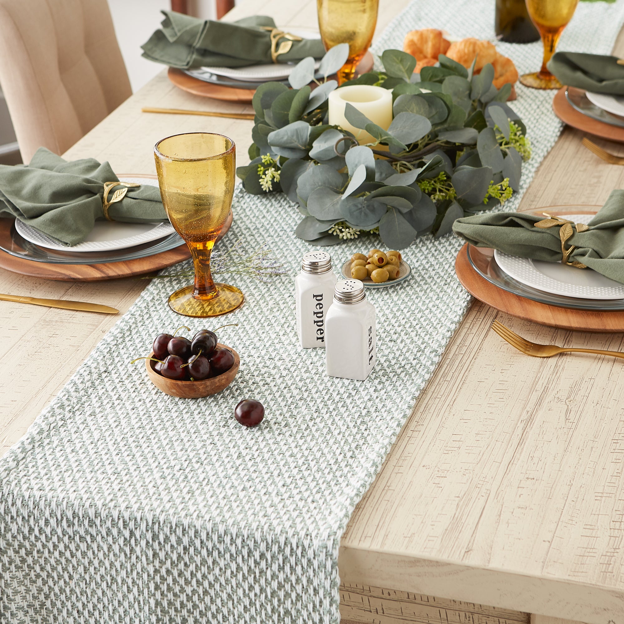 DII Woven Jacquard Fringe Cotton Table Runner