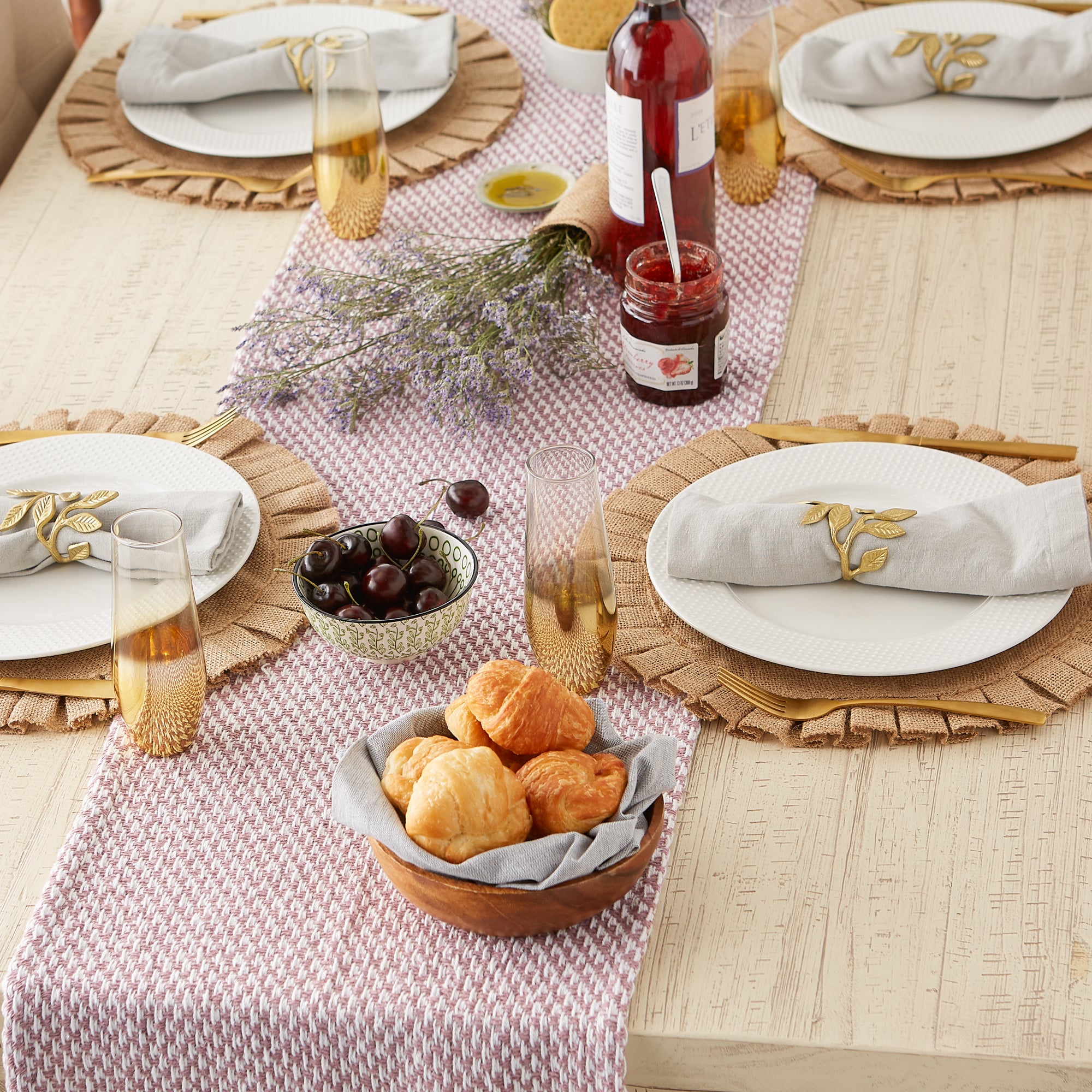 DII Woven Jacquard Fringe Cotton Table Runner