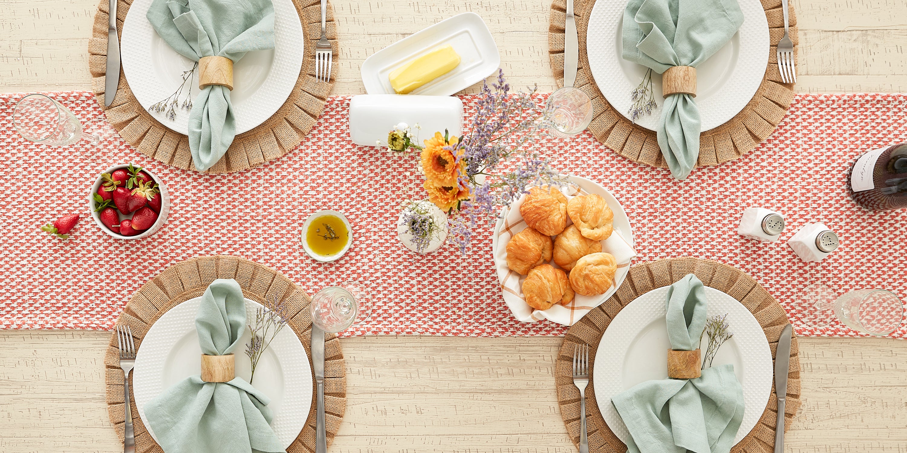 DII Woven Jacquard Fringe Cotton Table Runner