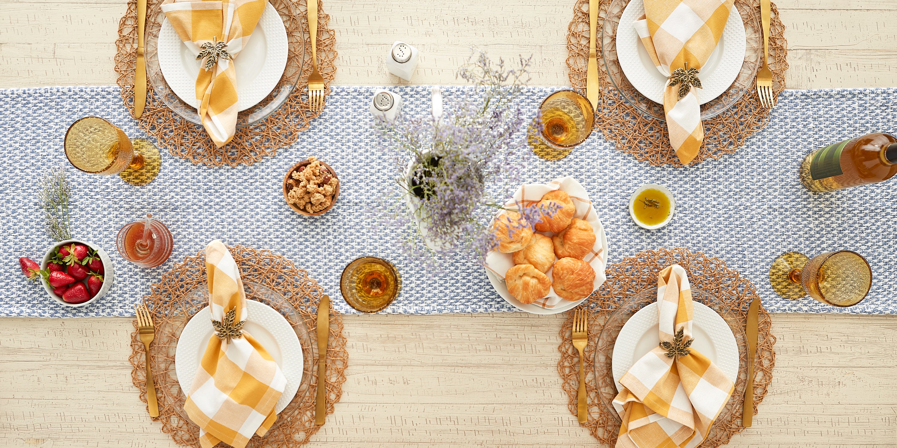 DII Woven Jacquard Fringe Cotton Table Runner