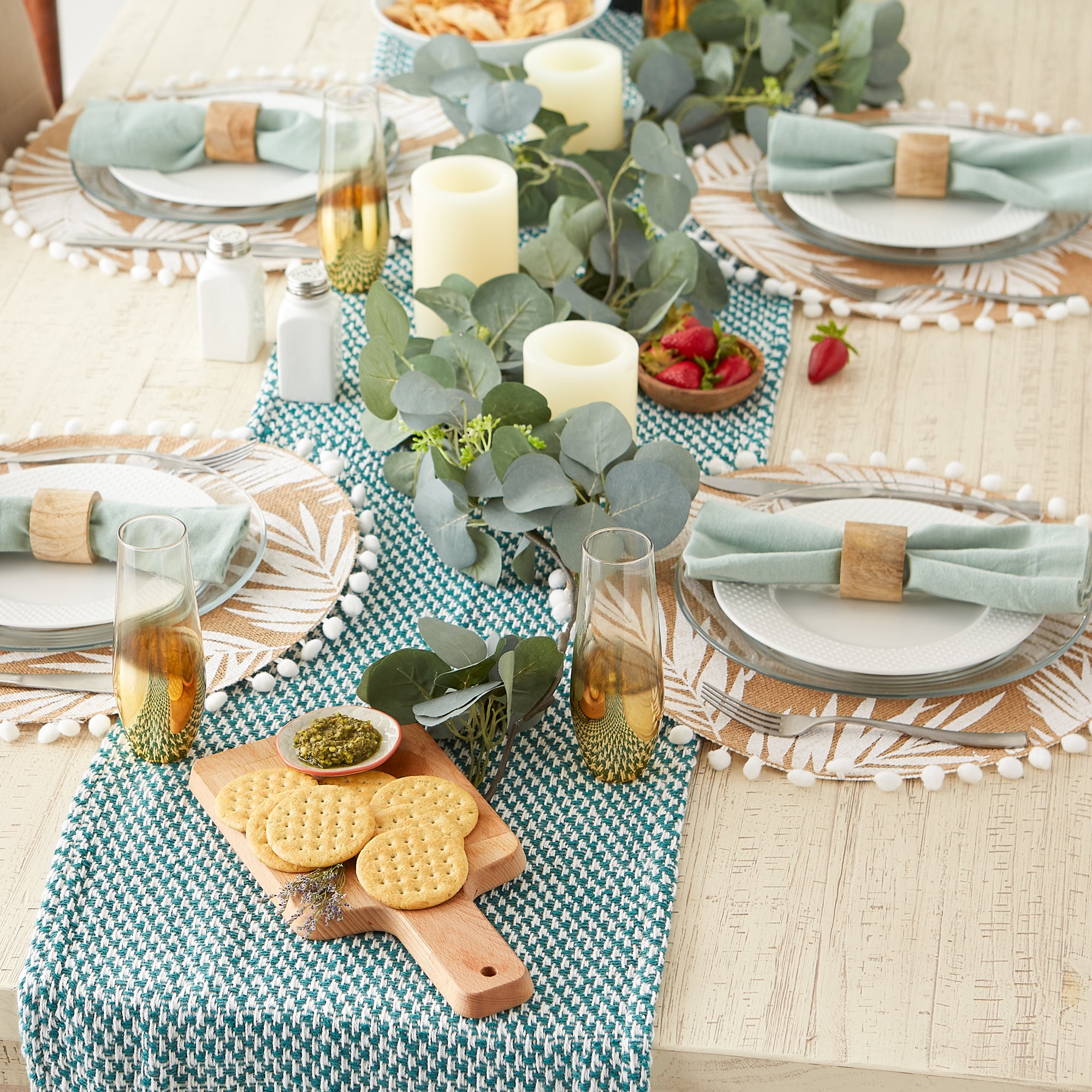DII Woven Jacquard Fringe Cotton Table Runner