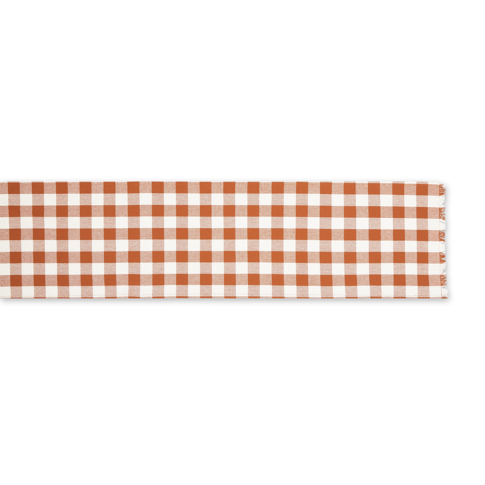 DII Heavyweight Check Fringed Cotton Table Runner