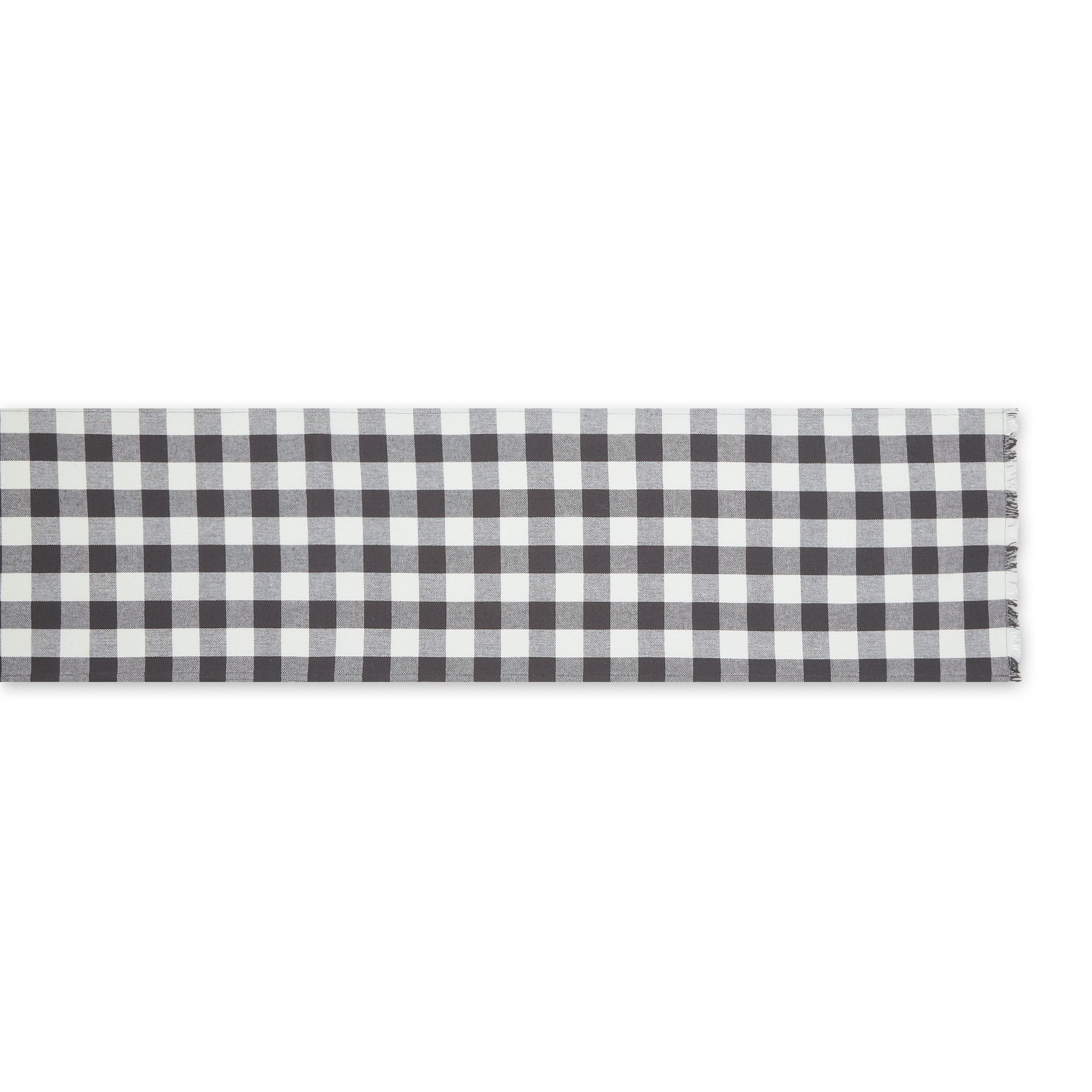 DII Heavyweight Check Fringed Cotton Table Runner