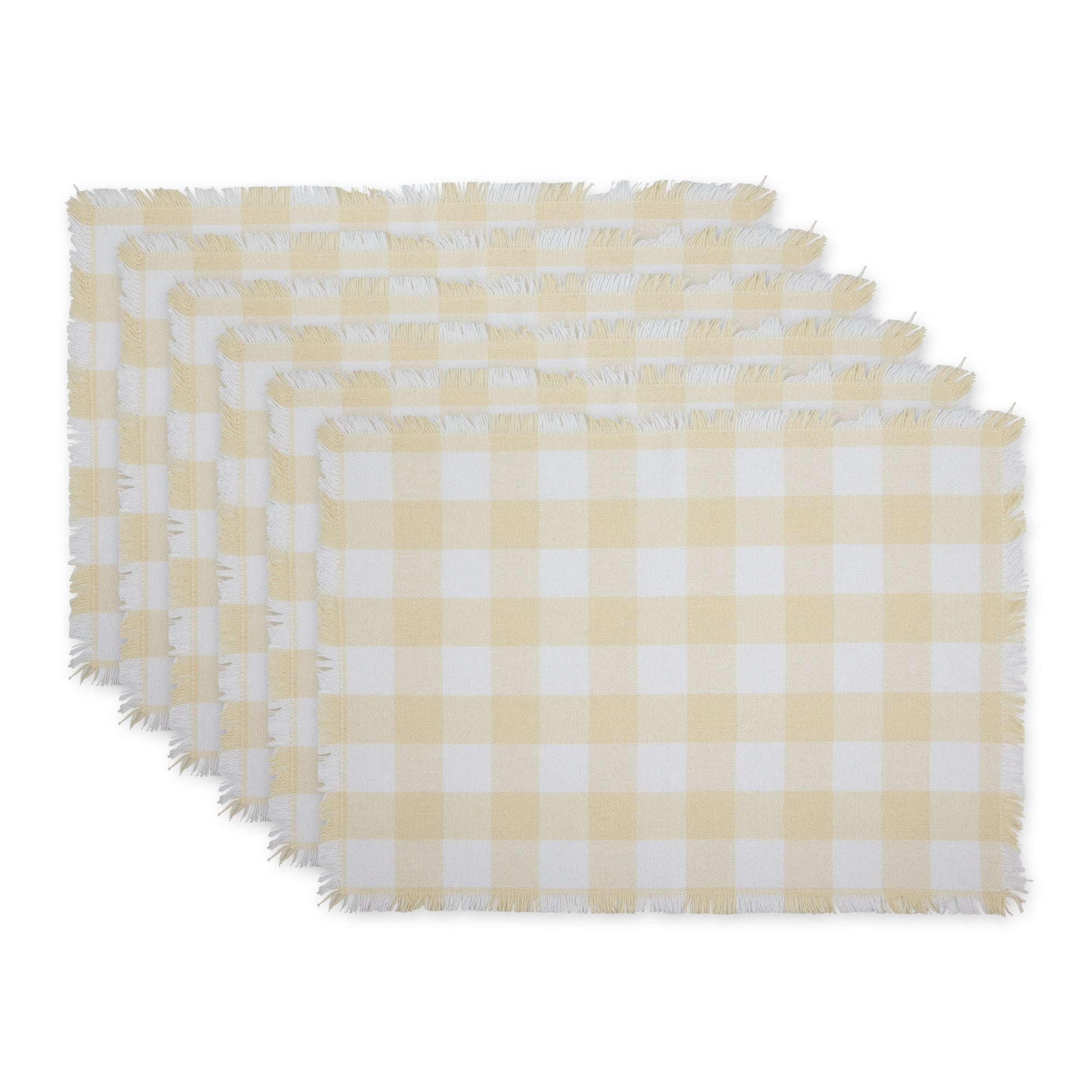 DII Heavyweight Check Fringed Cotton Placemat 6-Piece Set