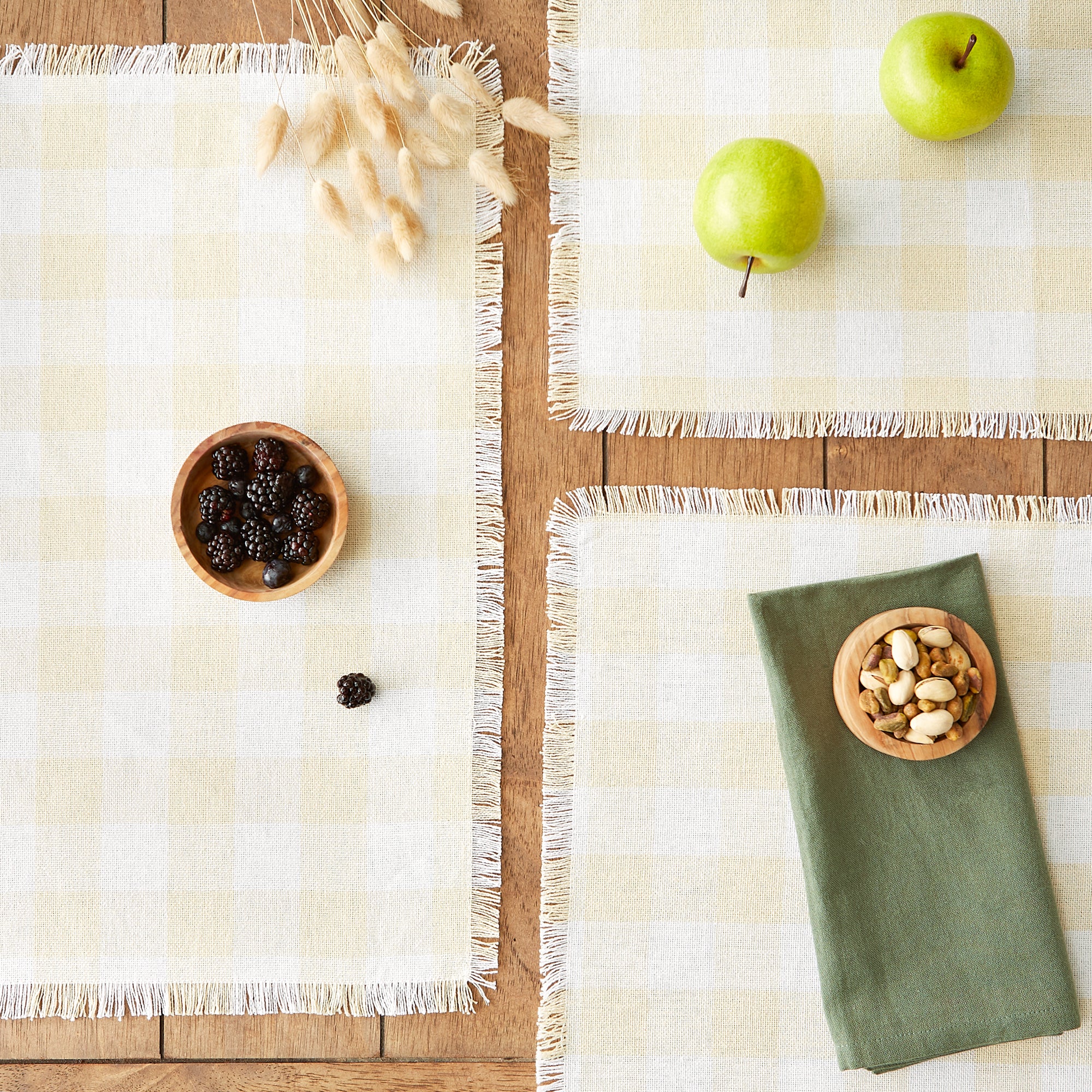 DII Heavyweight Check Fringed Cotton Placemat 6-Piece Set