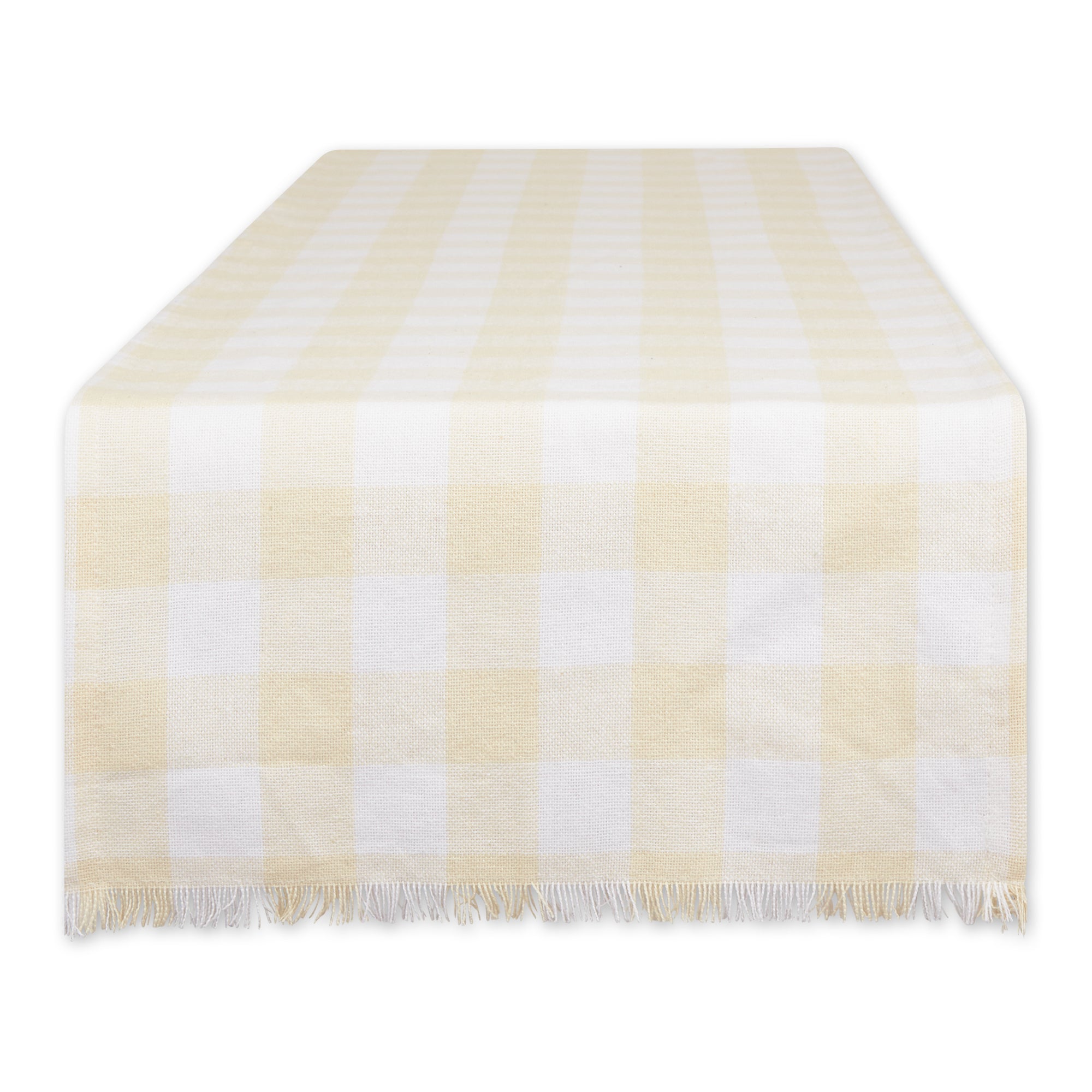 DII Heavyweight Check Fringed Cotton Table Runner