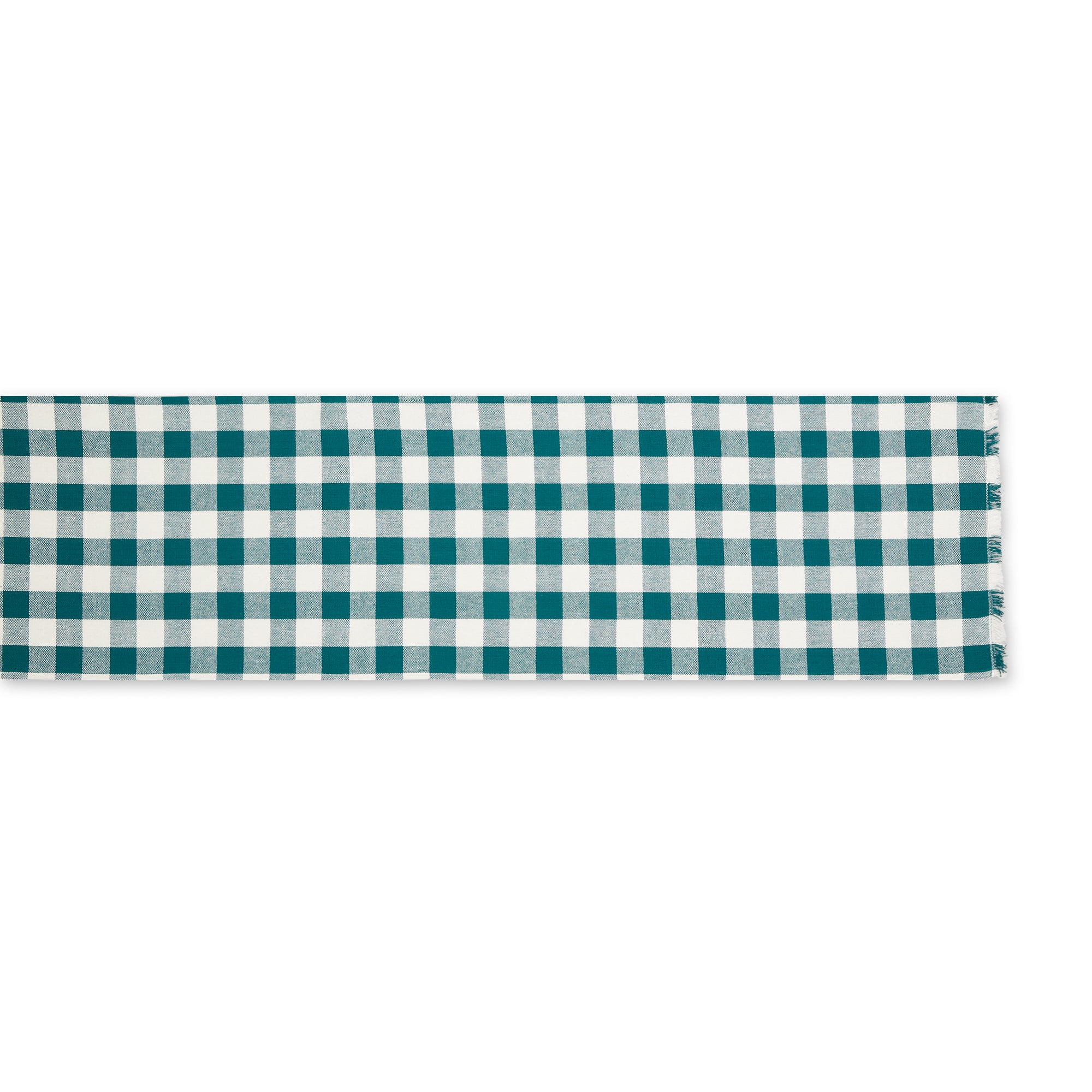 DII Heavyweight Check Fringed Cotton Table Runner