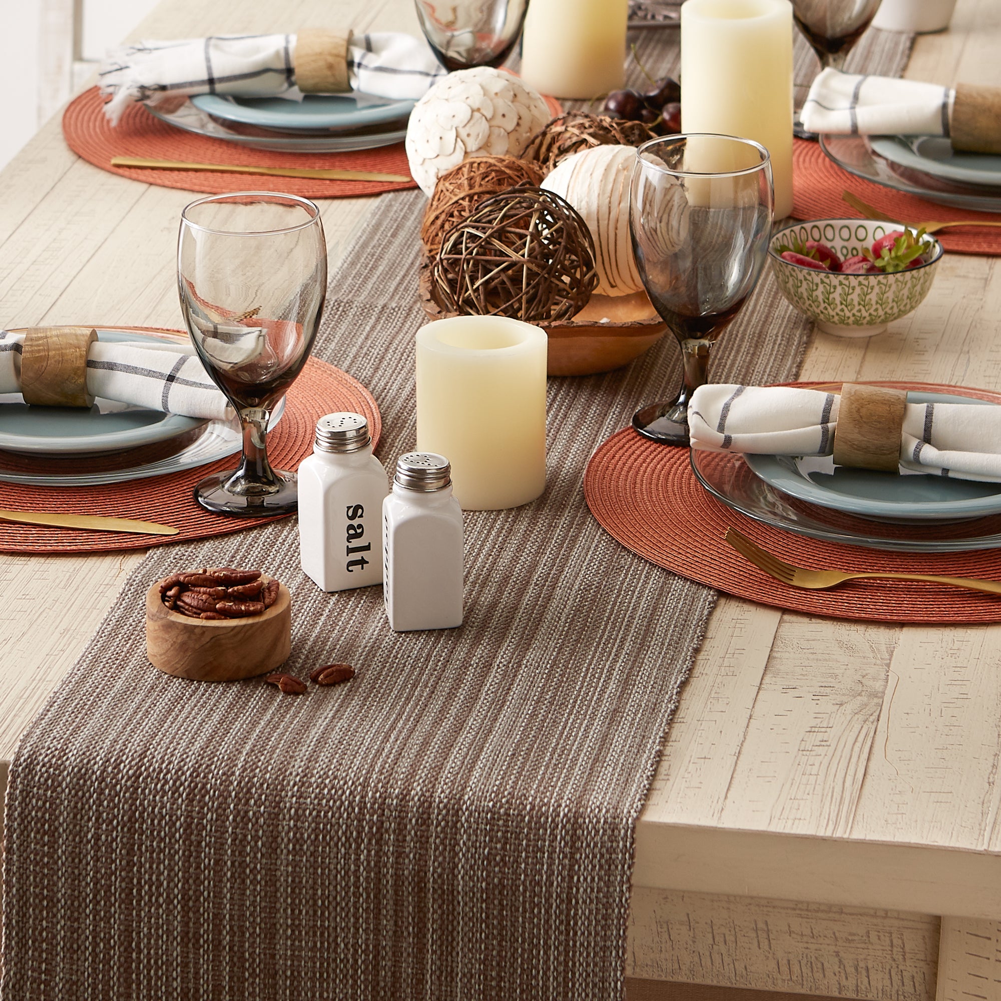 DII Mediterranean Variegated Fringe Cotton Table Runner