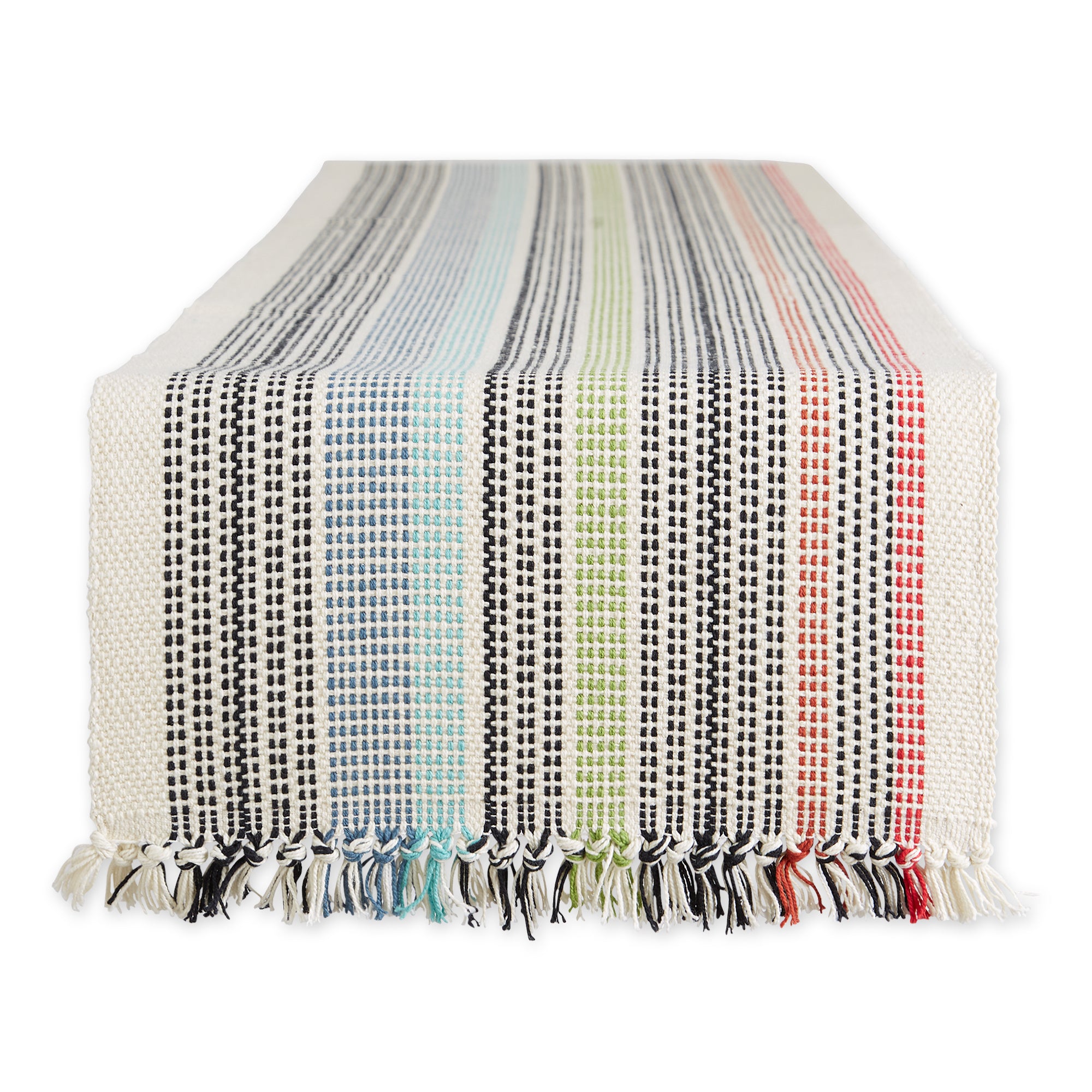 DII Mediterranean Variegated Fringe Cotton Table Runner