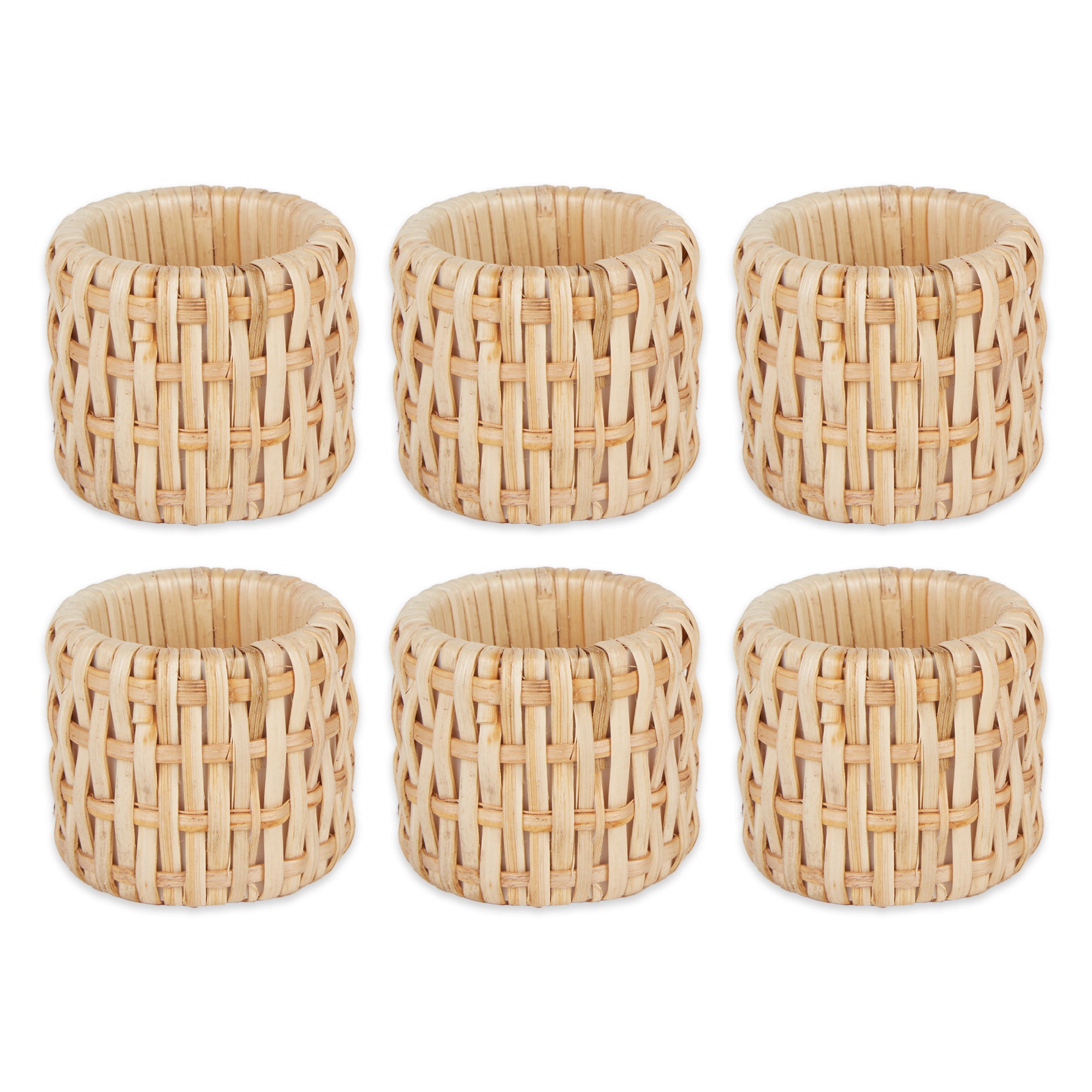 DII Rattan Natural Cane Napkin Ring 6-Piece Set