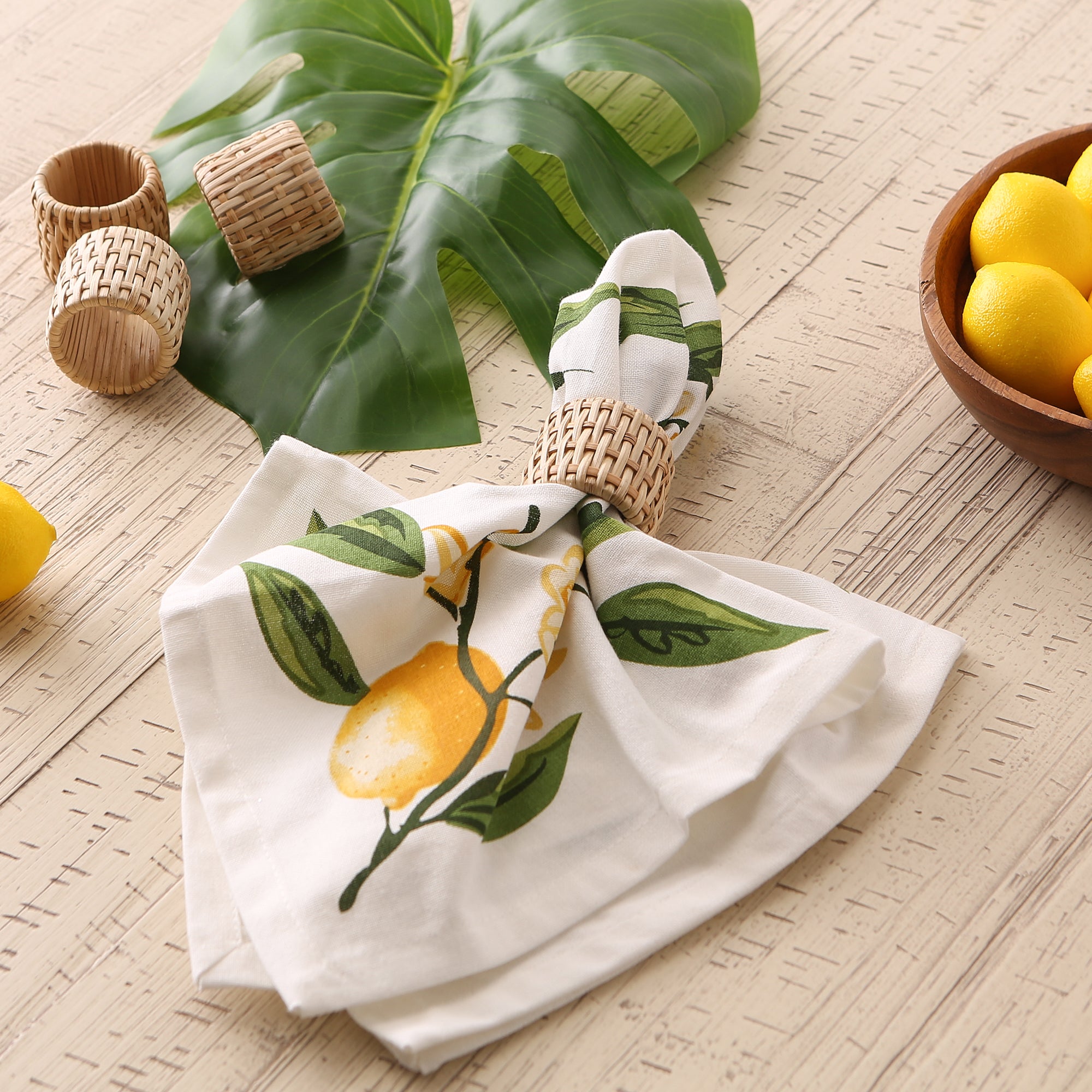 DII Rattan Natural Cane Napkin Ring 6-Piece Set