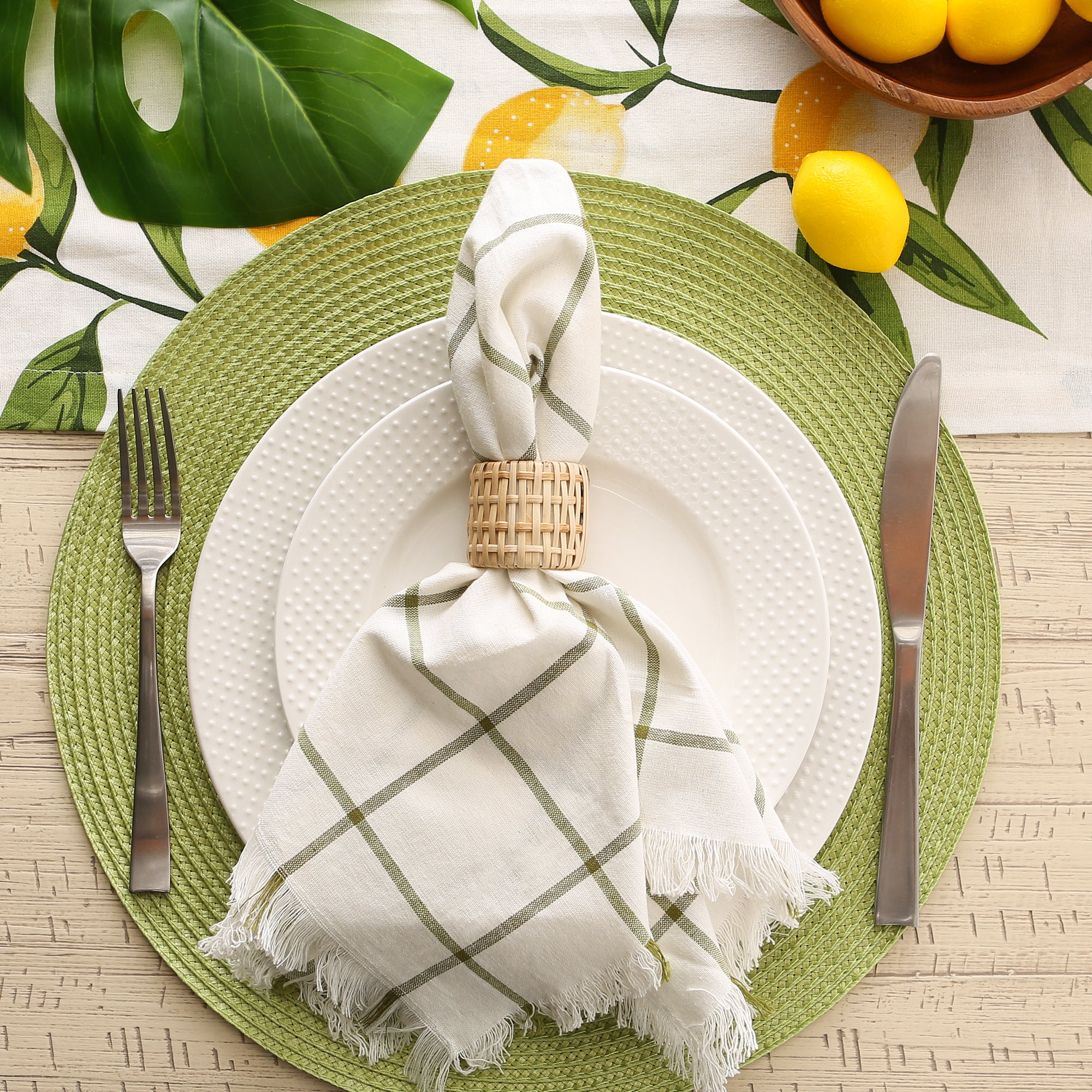 DII Rattan Natural Cane Napkin Ring 6-Piece Set