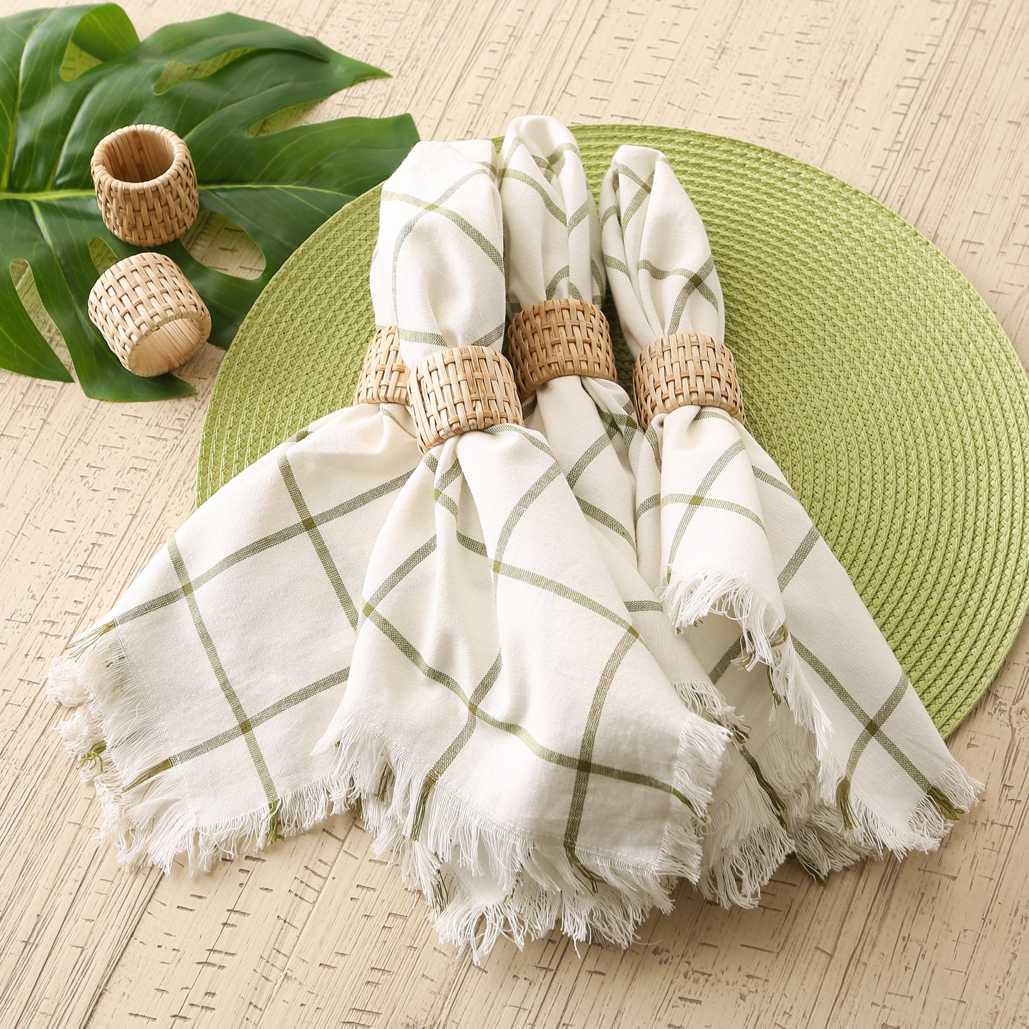DII Rattan Natural Cane Napkin Ring 6-Piece Set