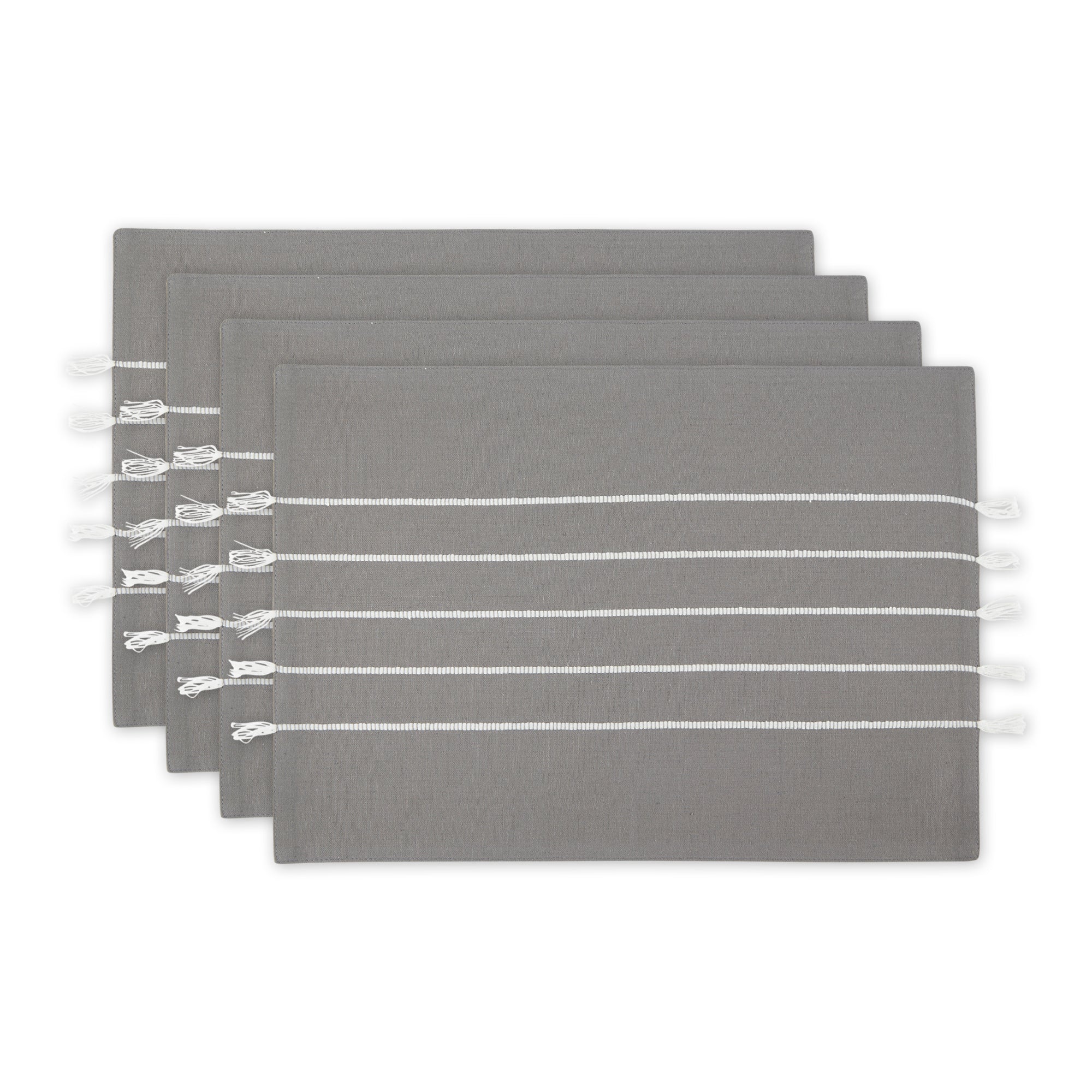 DII Stripe Tassel Flat Weave Cotton Placemat 4-Piece Set