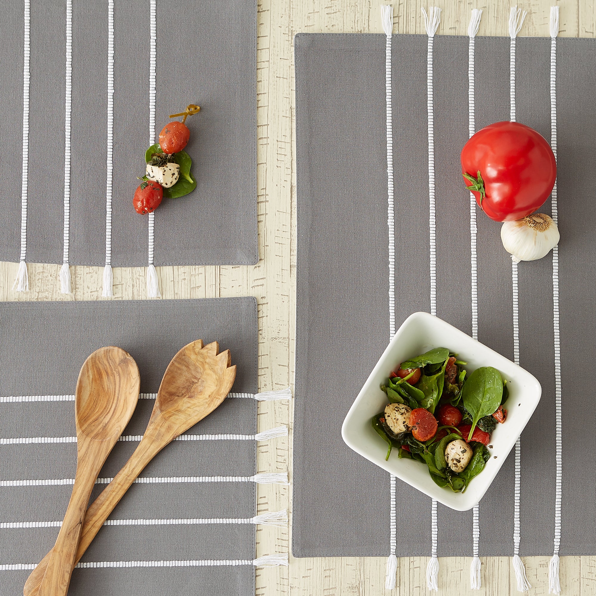 DII Stripe Tassel Flat Weave Cotton Placemat 4-Piece Set