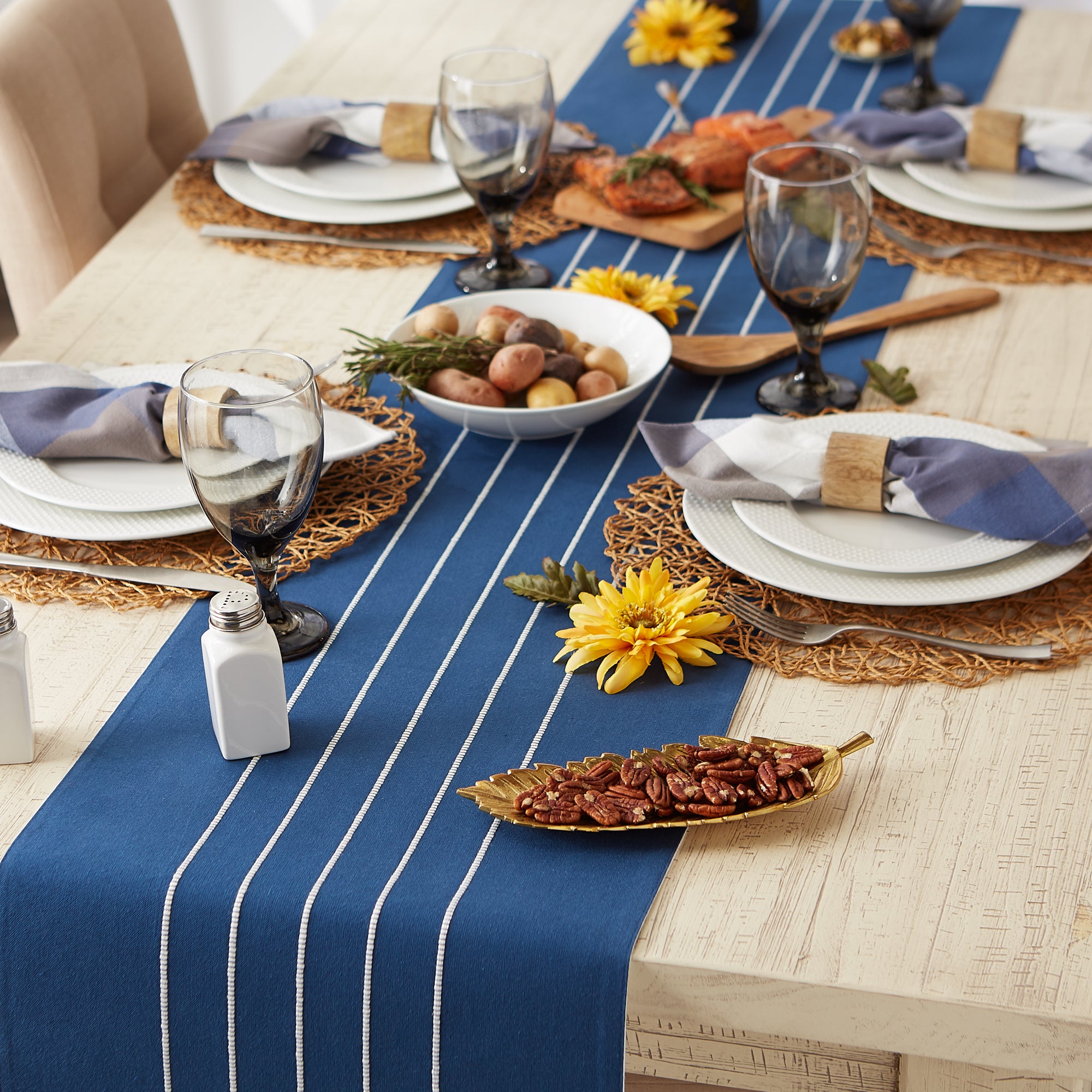DII Stripe Tassel Flat Weave Cotton Table Runner