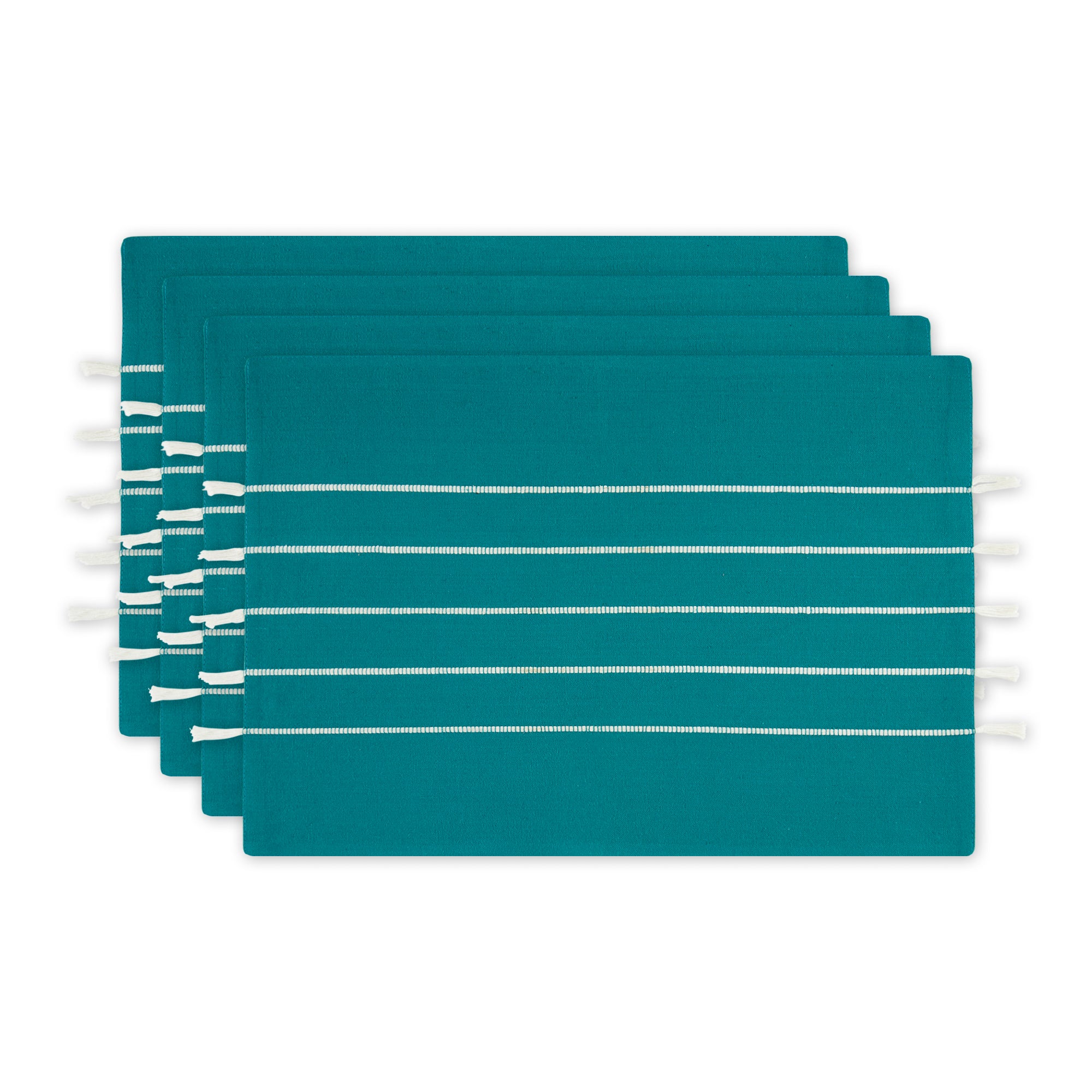 DII Stripe Tassel Flat Weave Cotton Placemat 4-Piece Set
