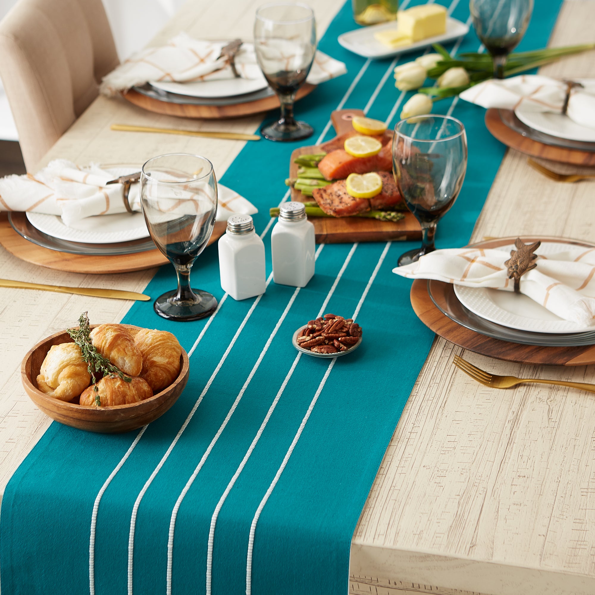 DII Stripe Tassel Flat Weave Cotton Table Runner