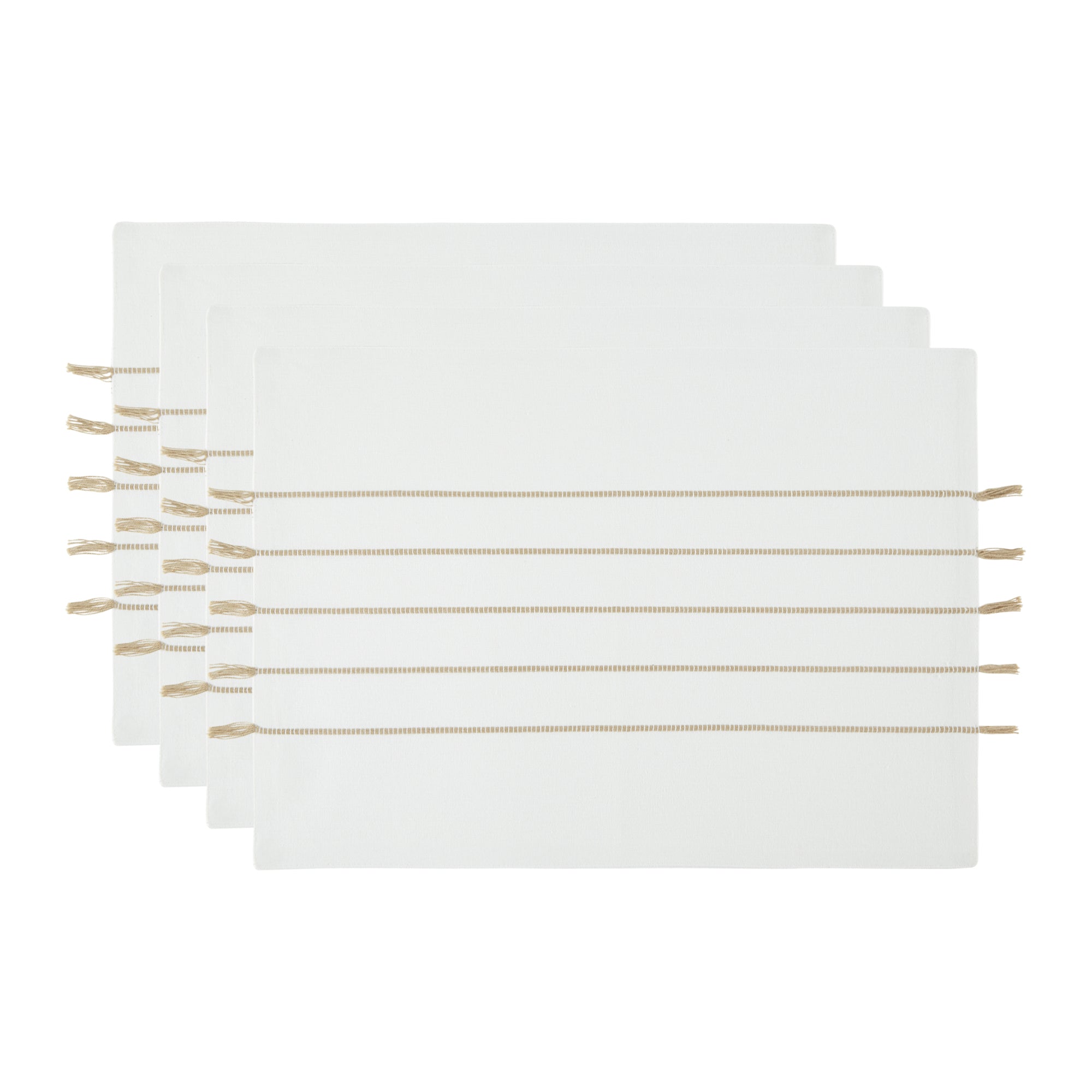 DII Stripe Tassel Flat Weave Cotton Placemat 4-Piece Set