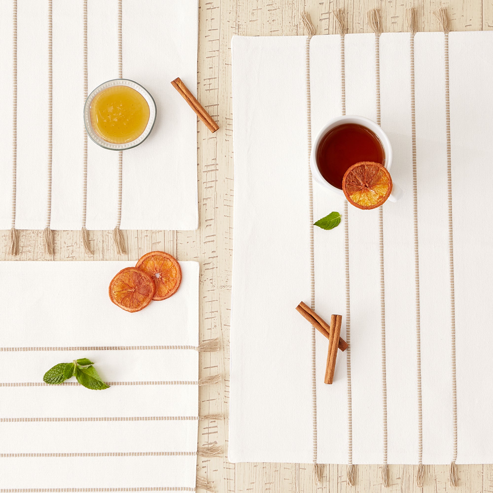 DII Stripe Tassel Flat Weave Cotton Placemat 4-Piece Set