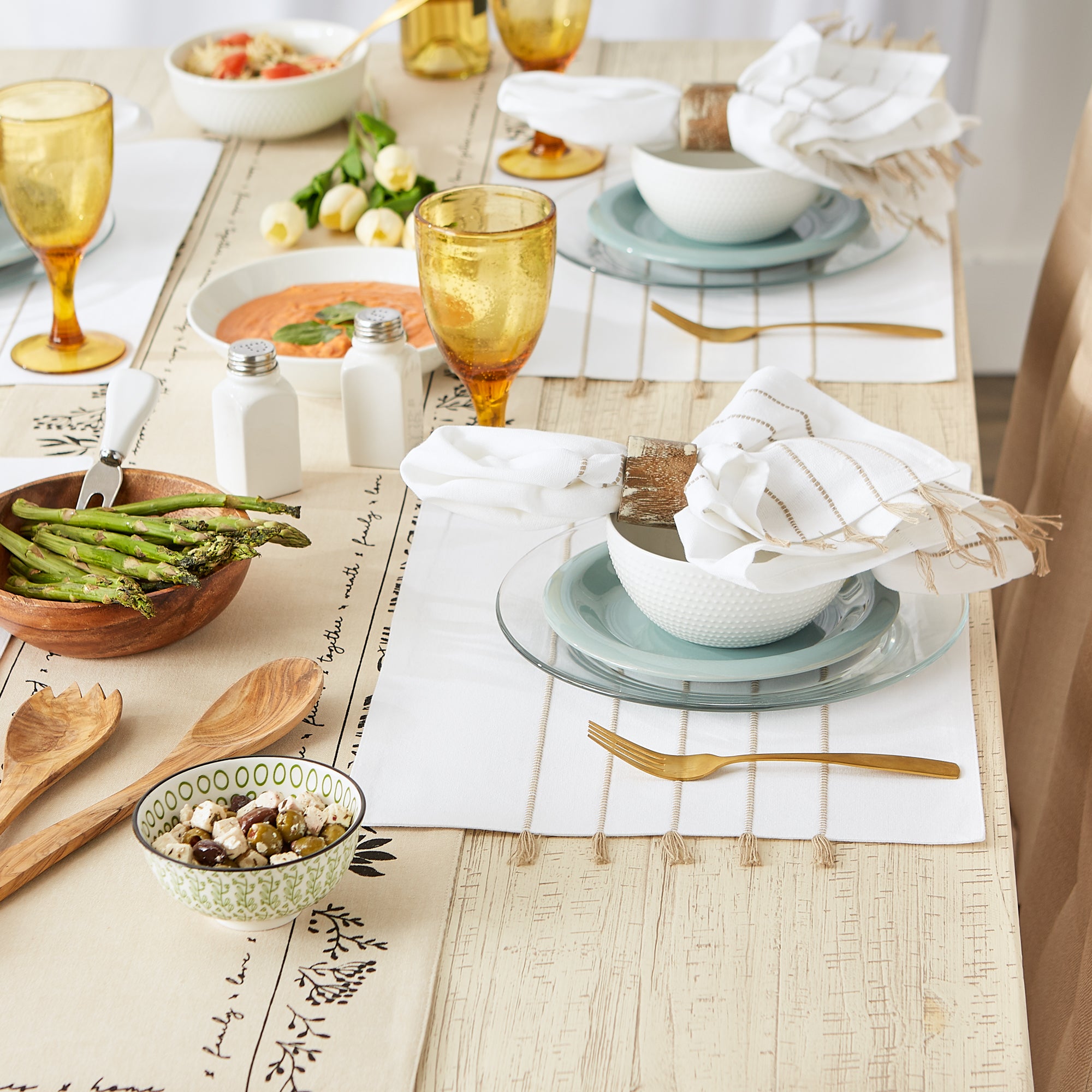 DII Stripe Tassel Flat Weave Cotton Placemat 4-Piece Set
