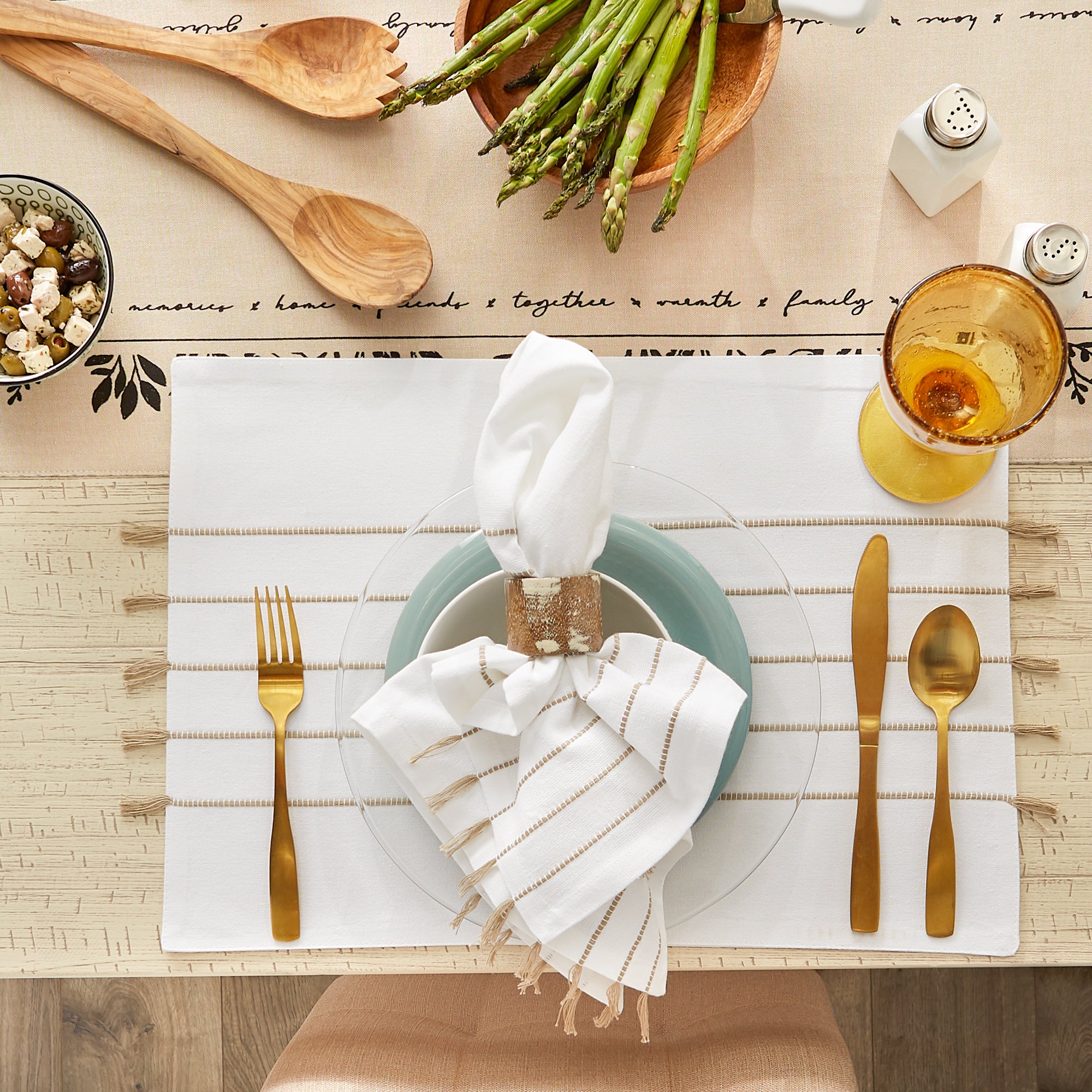 DII Stripe Tassel Flat Weave Cotton Placemat 4-Piece Set